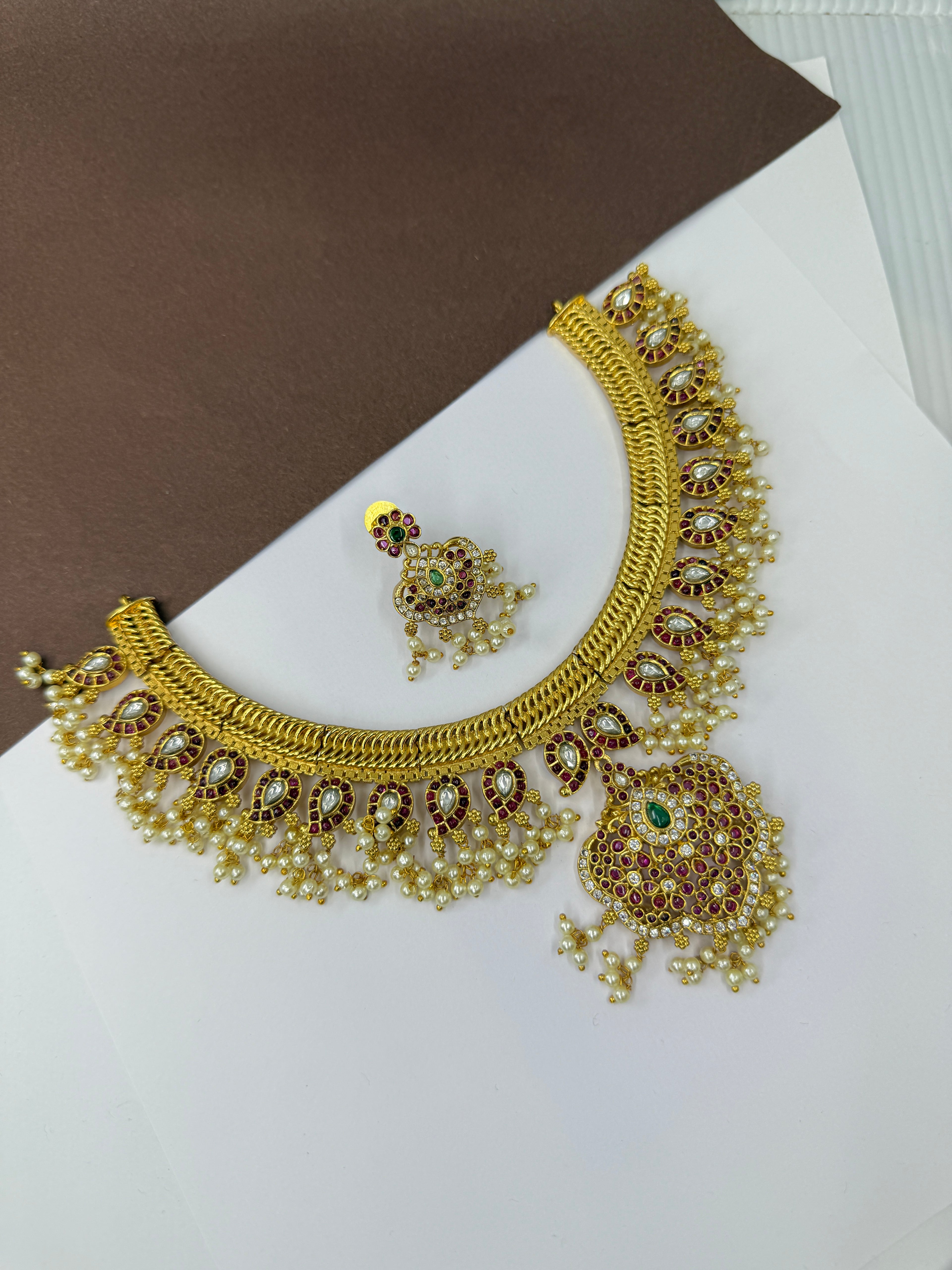 Ns397 Kemp mango jalebi neckset