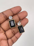 Rectangle stone hanging earrings