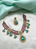 Ns248 multi 3 layers short neckset with drop earrings