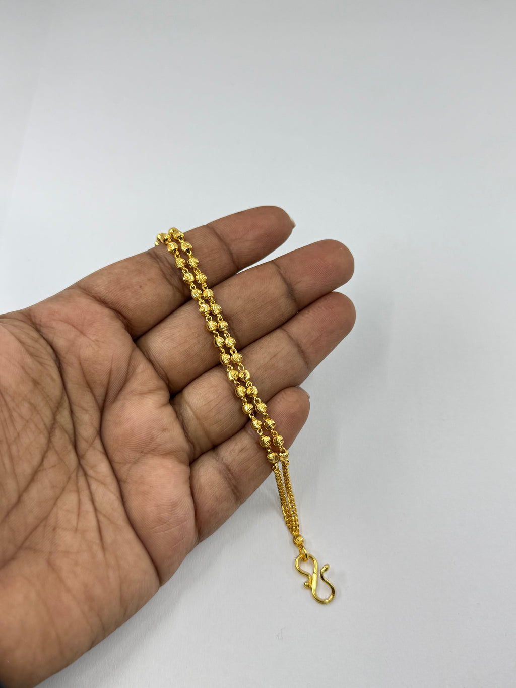 Br515 2 lines gold ball bracelet