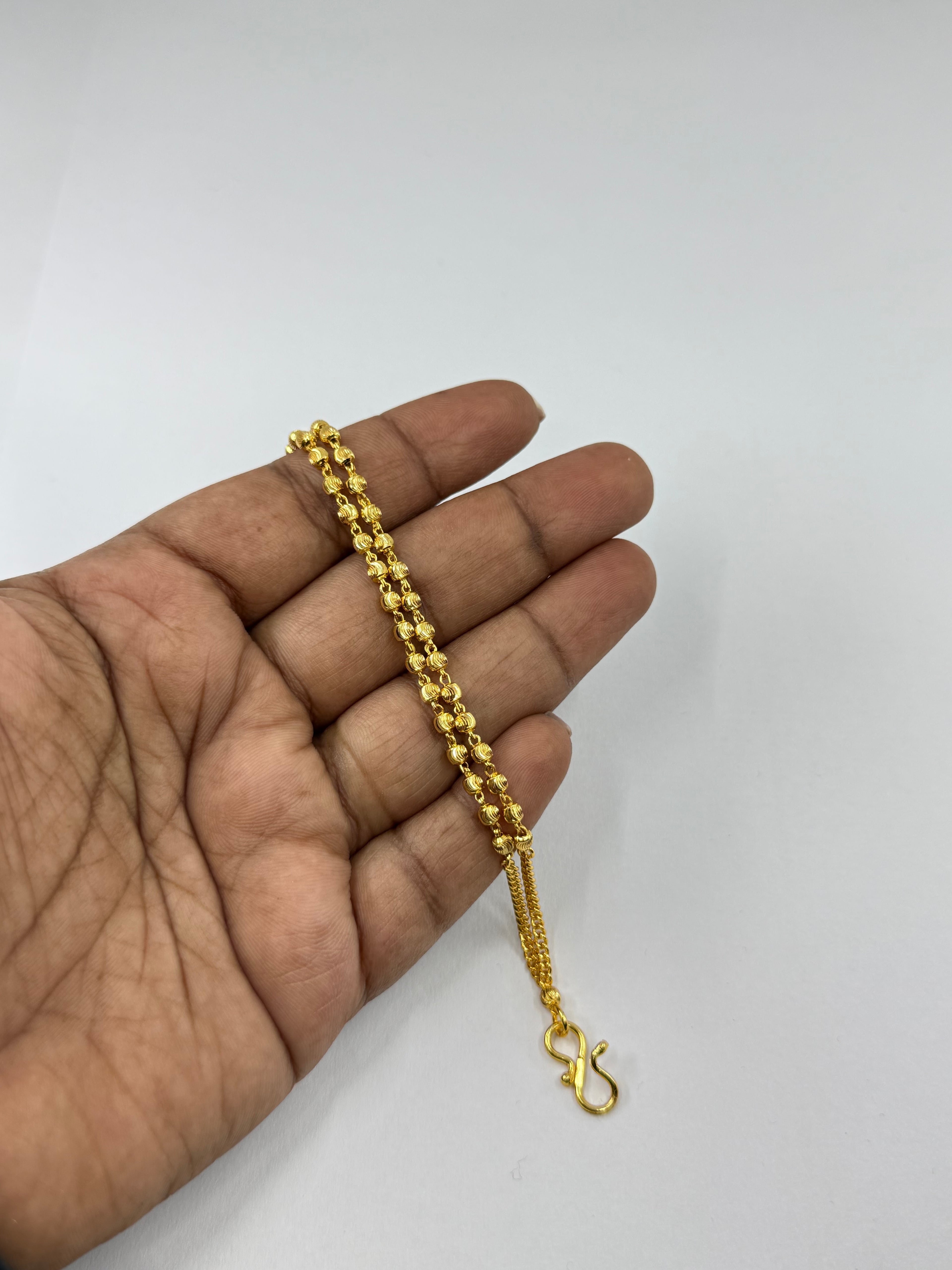 Br515 2 lines gold ball bracelet