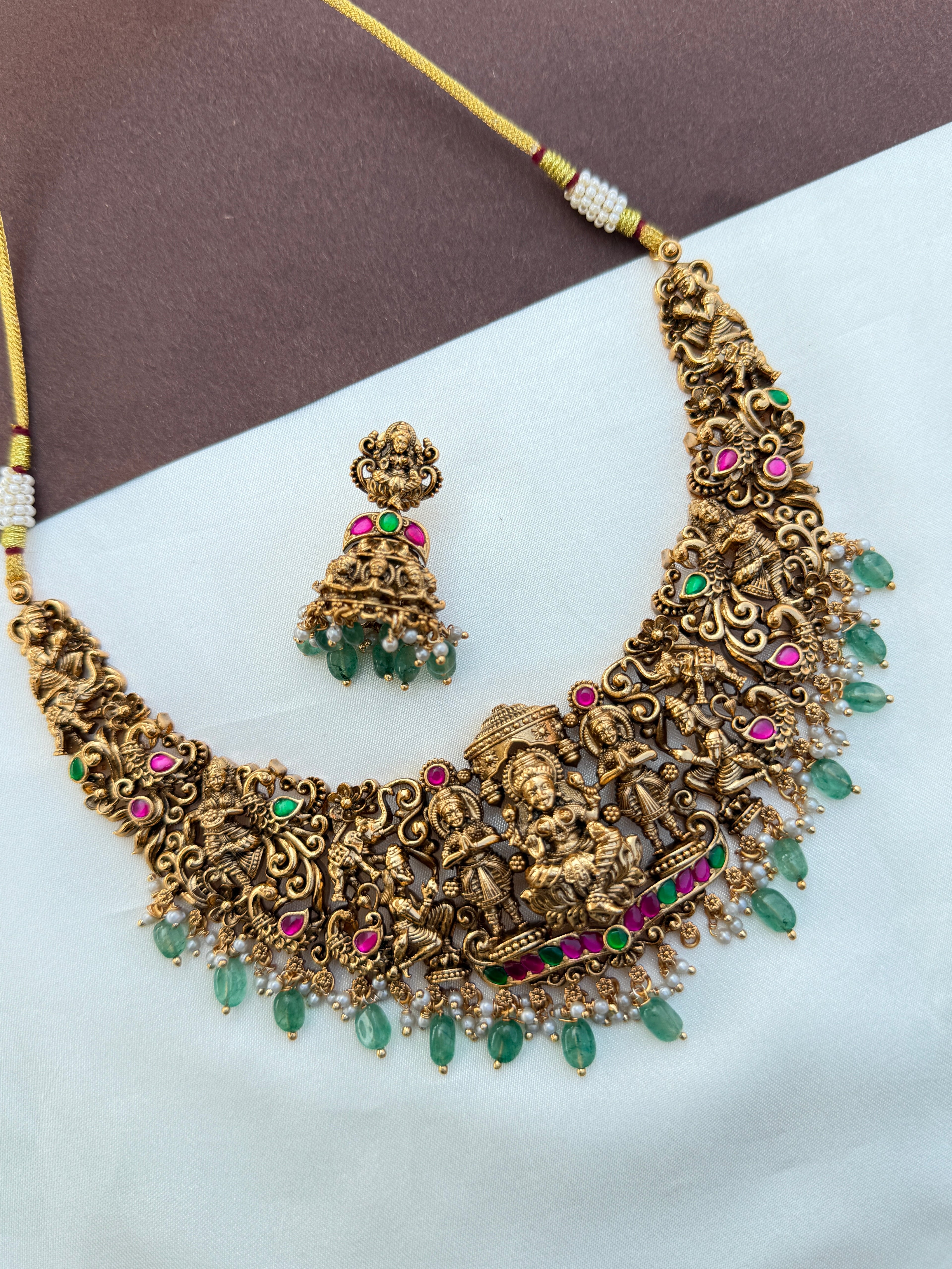 Ns596 nakshi Lakshmi Devi jadau Kundan neckset