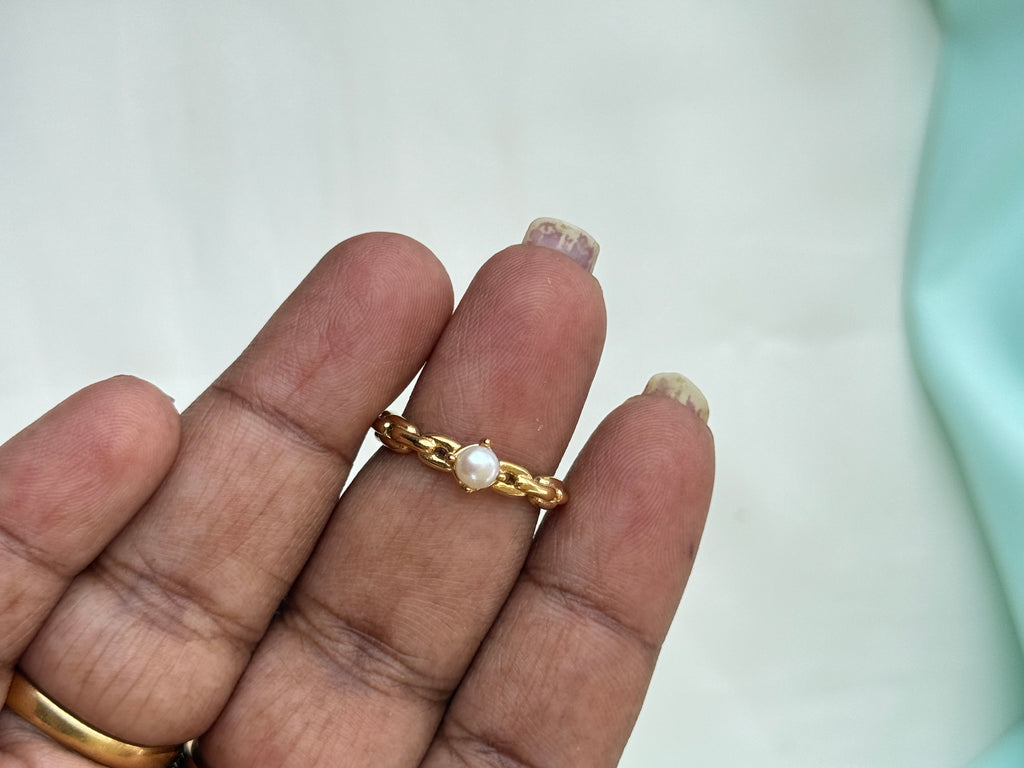 Rg094 anti tarnish pearl finger rings