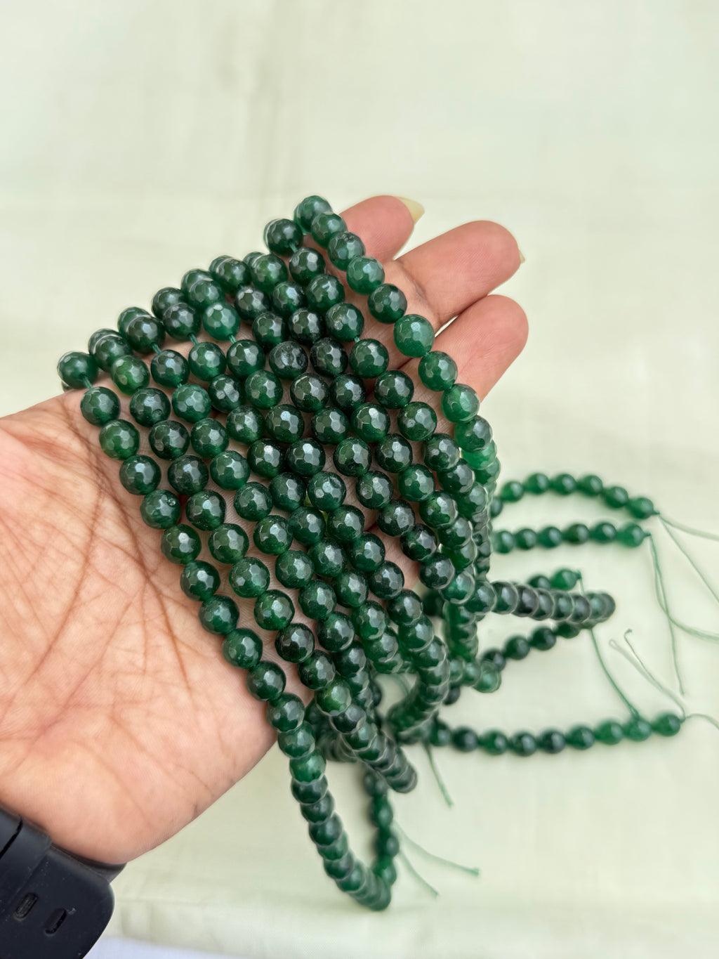 Rb001 onex beads in ruby and green..! Single line(250/-)