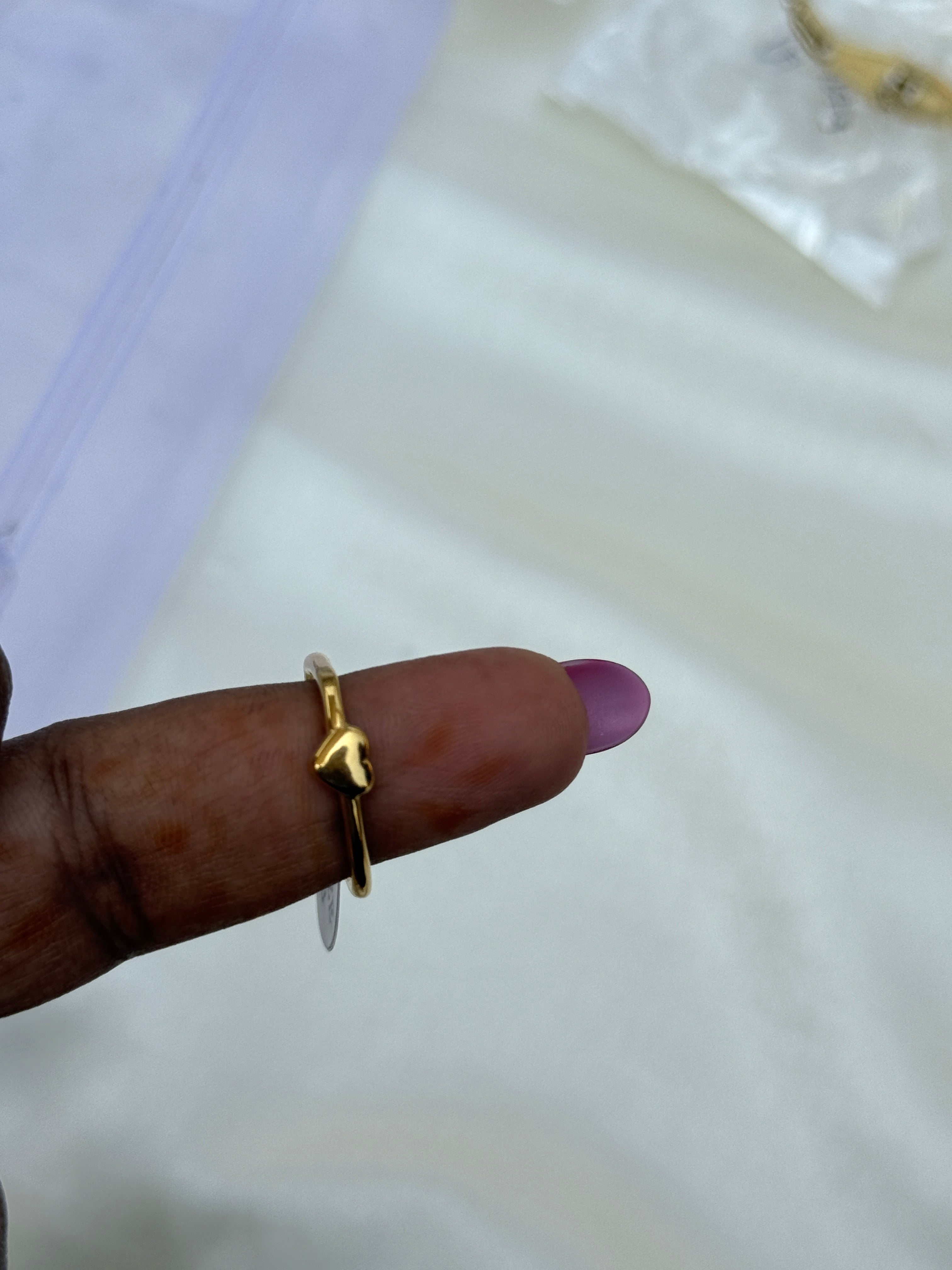 Rg052 anti tarnish square shape heart finger ring