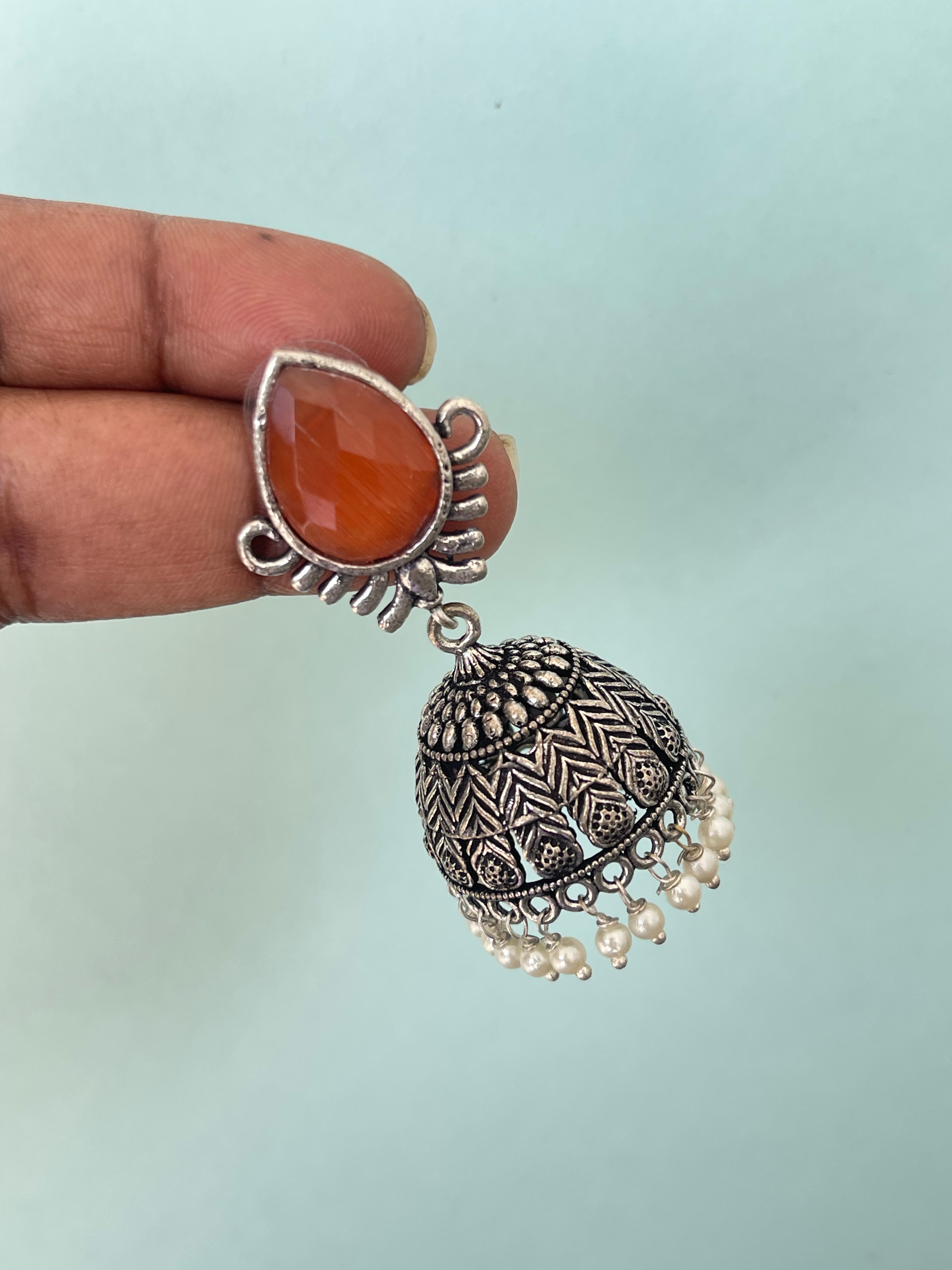 Oxidised oxo jhumkas