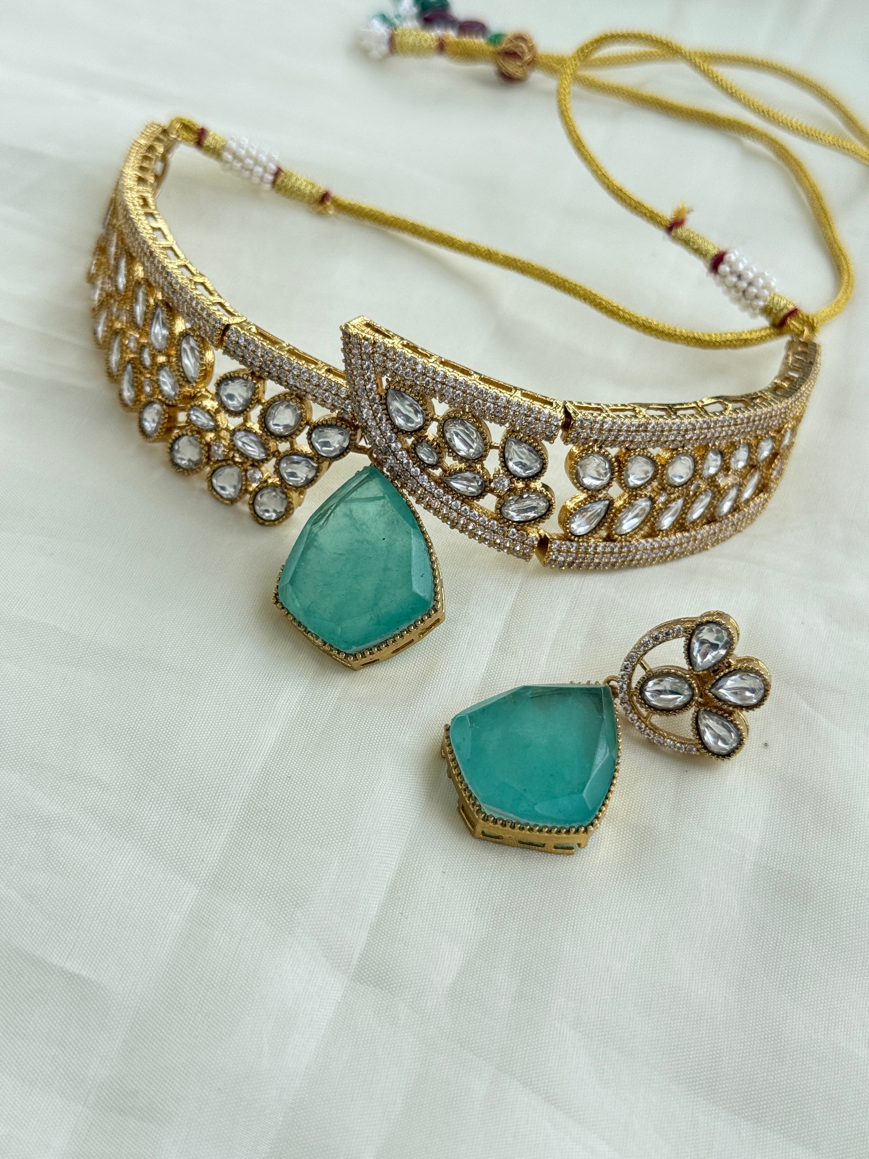 Ch001 moissanite pastel color choker