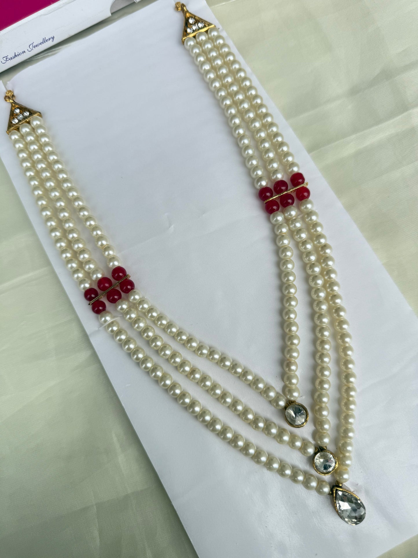 Bb236 3 layers long pearl chain