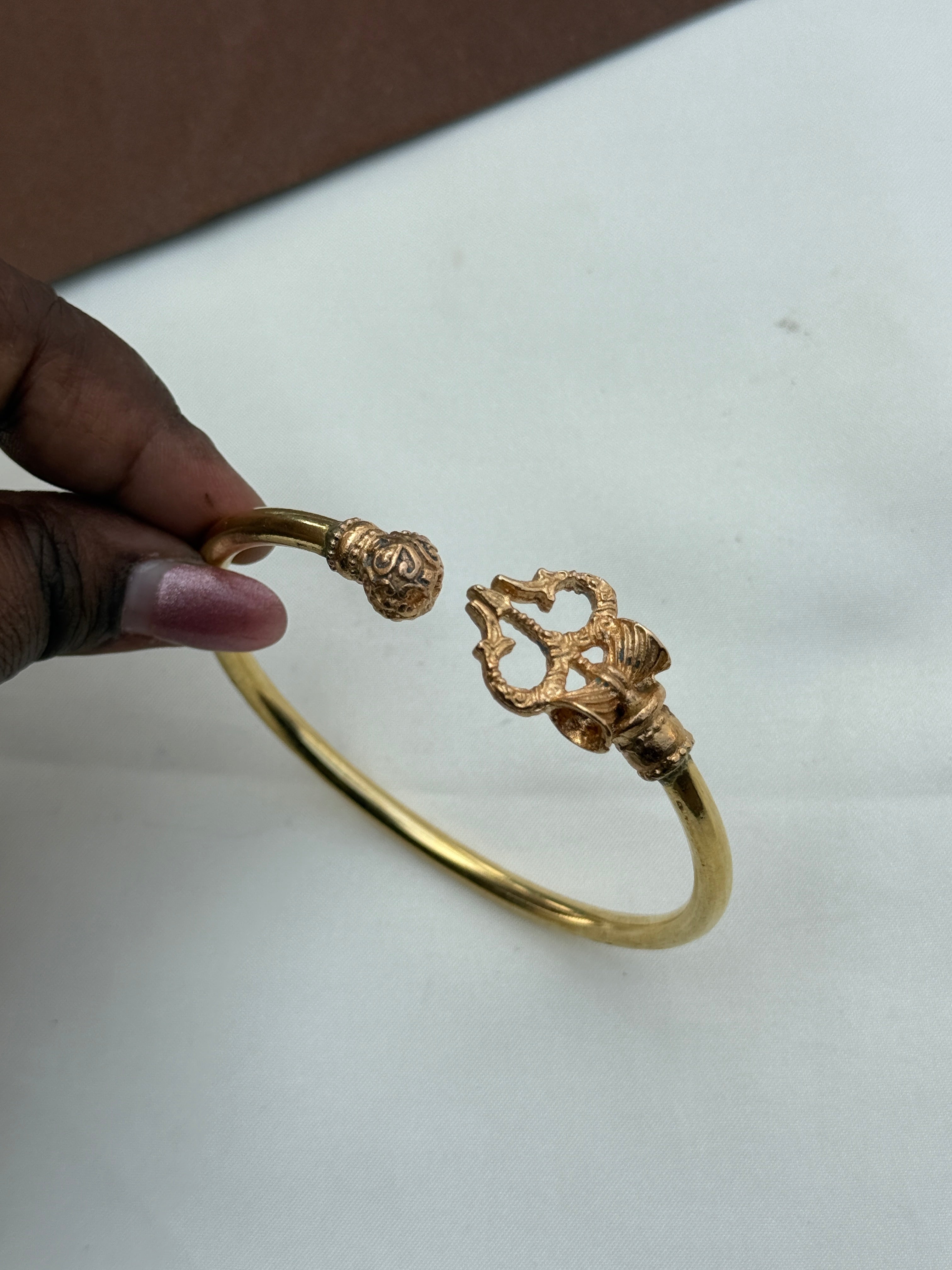 Ph306 panchaloham unpolished thrishulam adjustable kada bracelet (2-12 size)