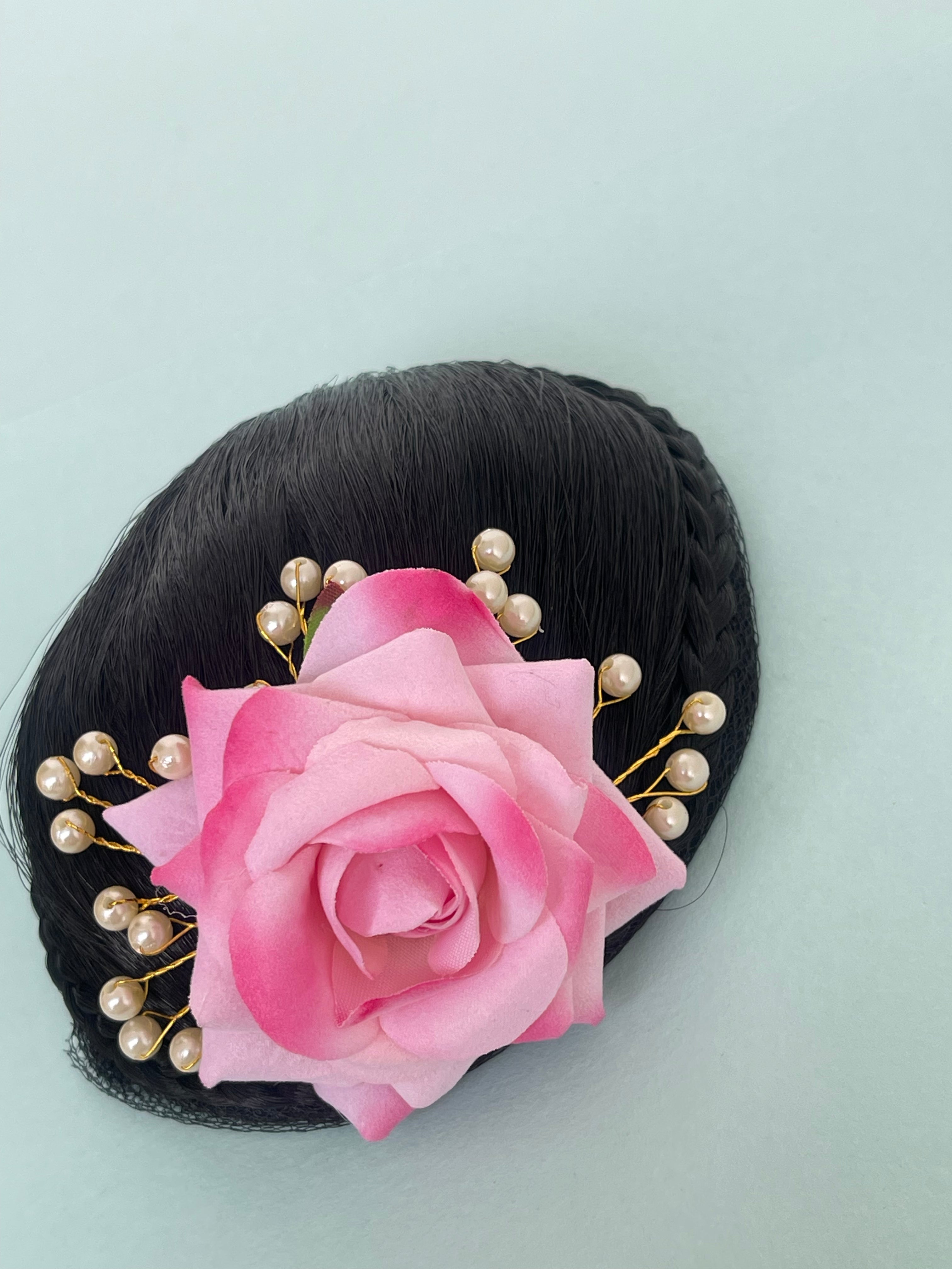 Hair bun with flower