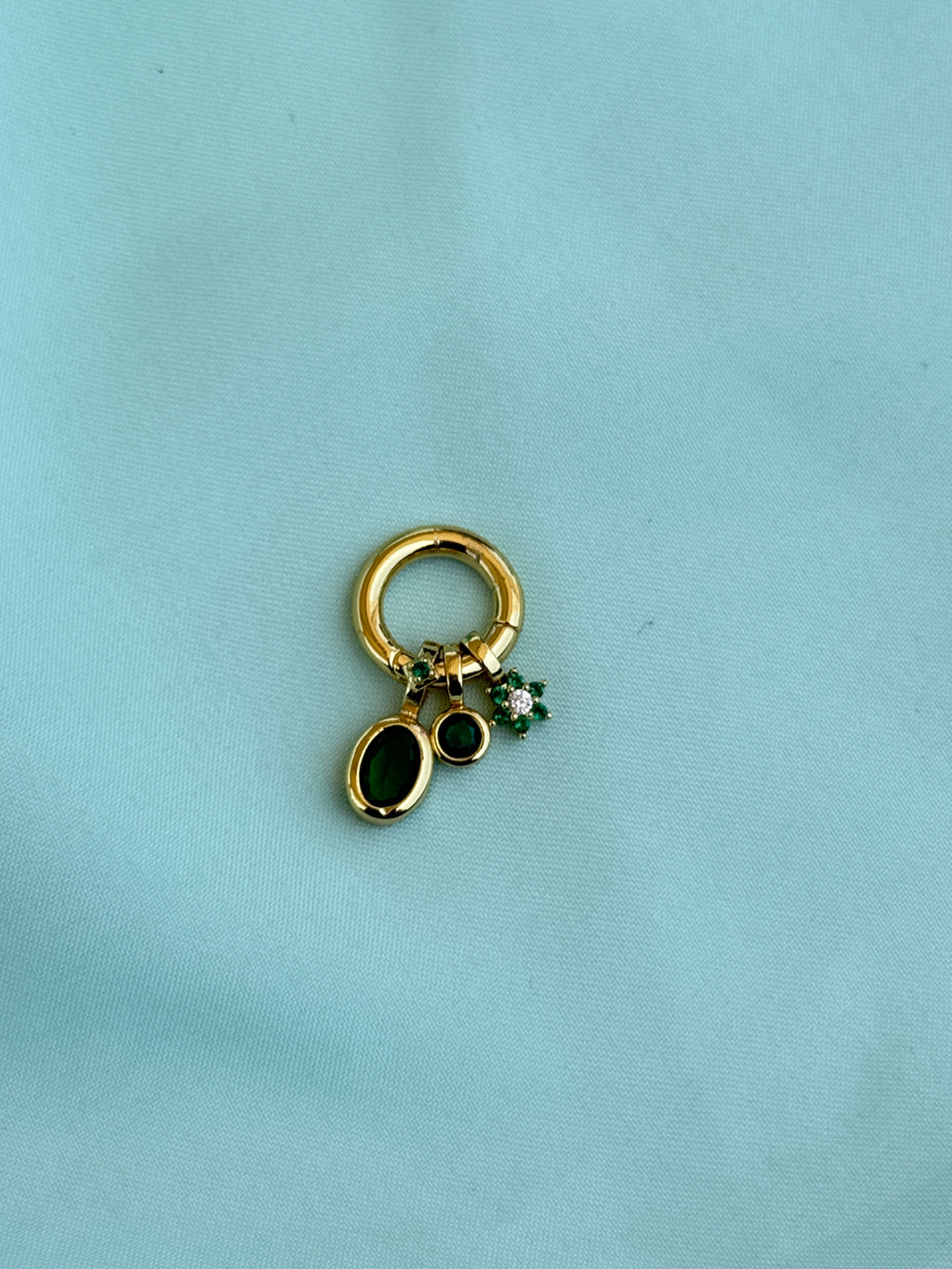 Al06 anti tarnish green flower stones charms (pendent)