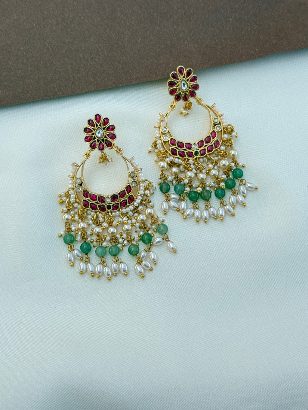 Er160 jadau kundan chandbali earrings