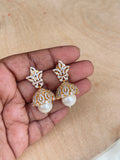 Diamond finish butta pearl earrings sen005