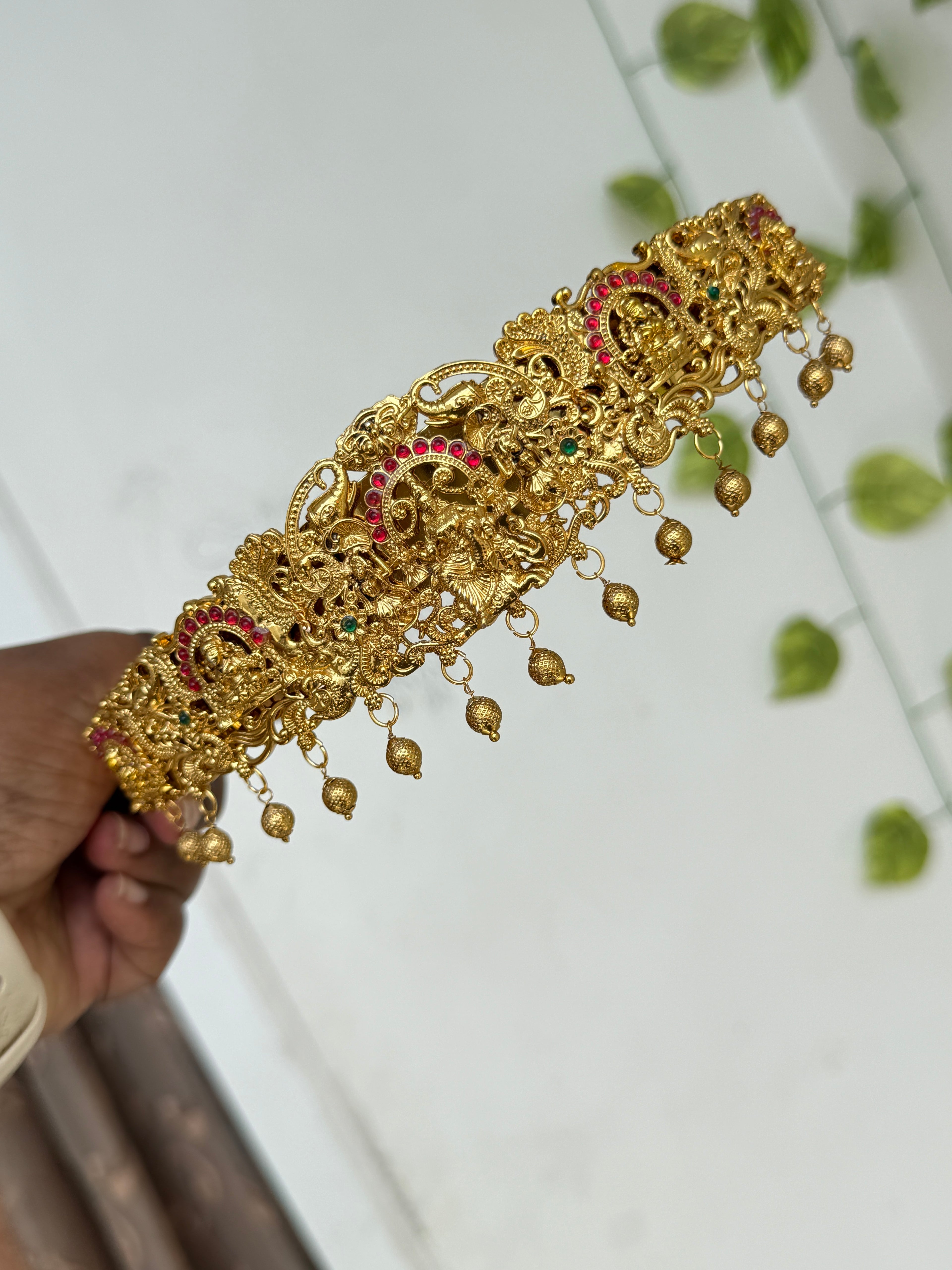 Hb699 Lakshmi Devi peacock plain beads kids hipbelt