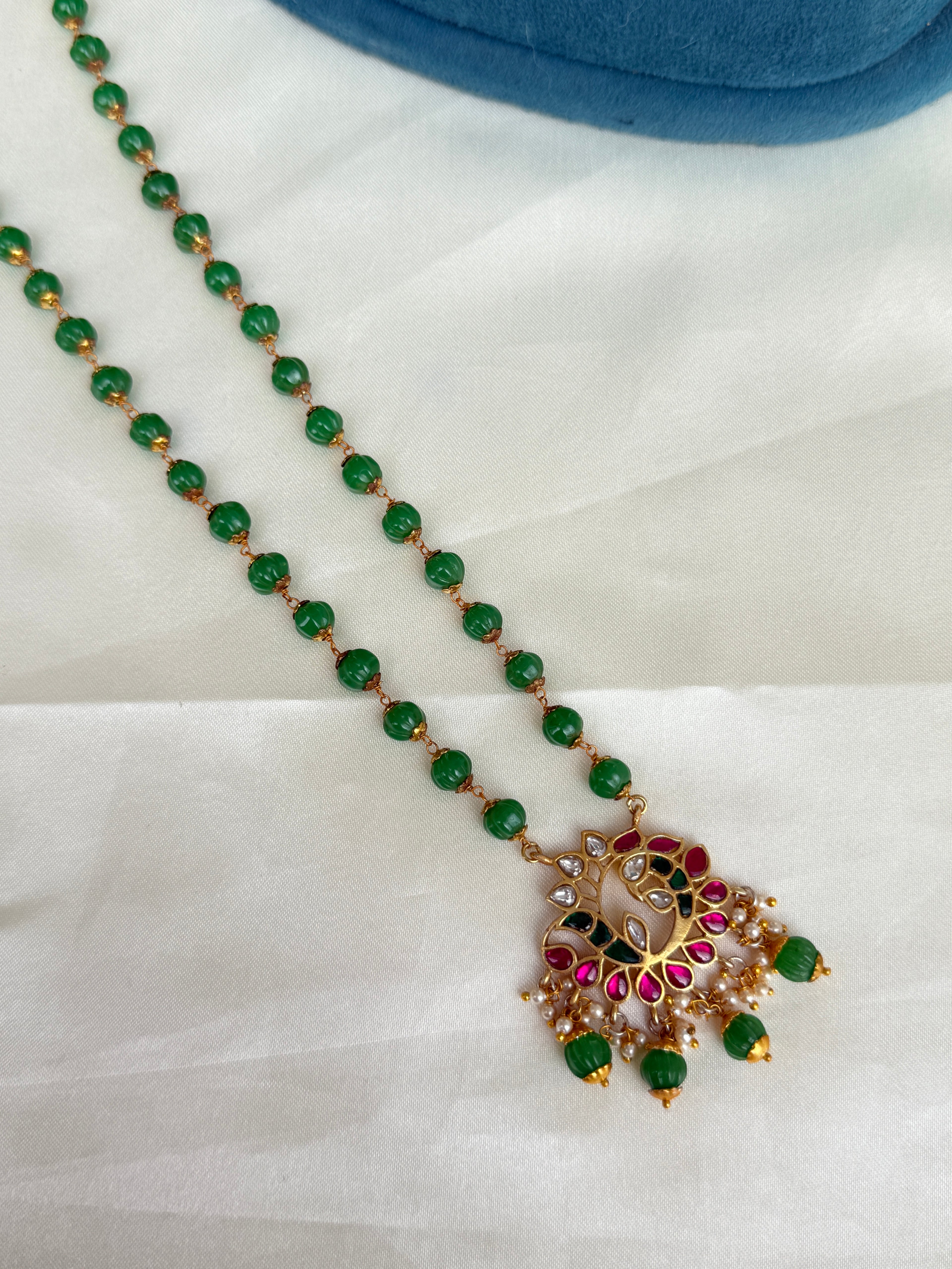 Bb0015 jadau kundan pumpkin bead neckset