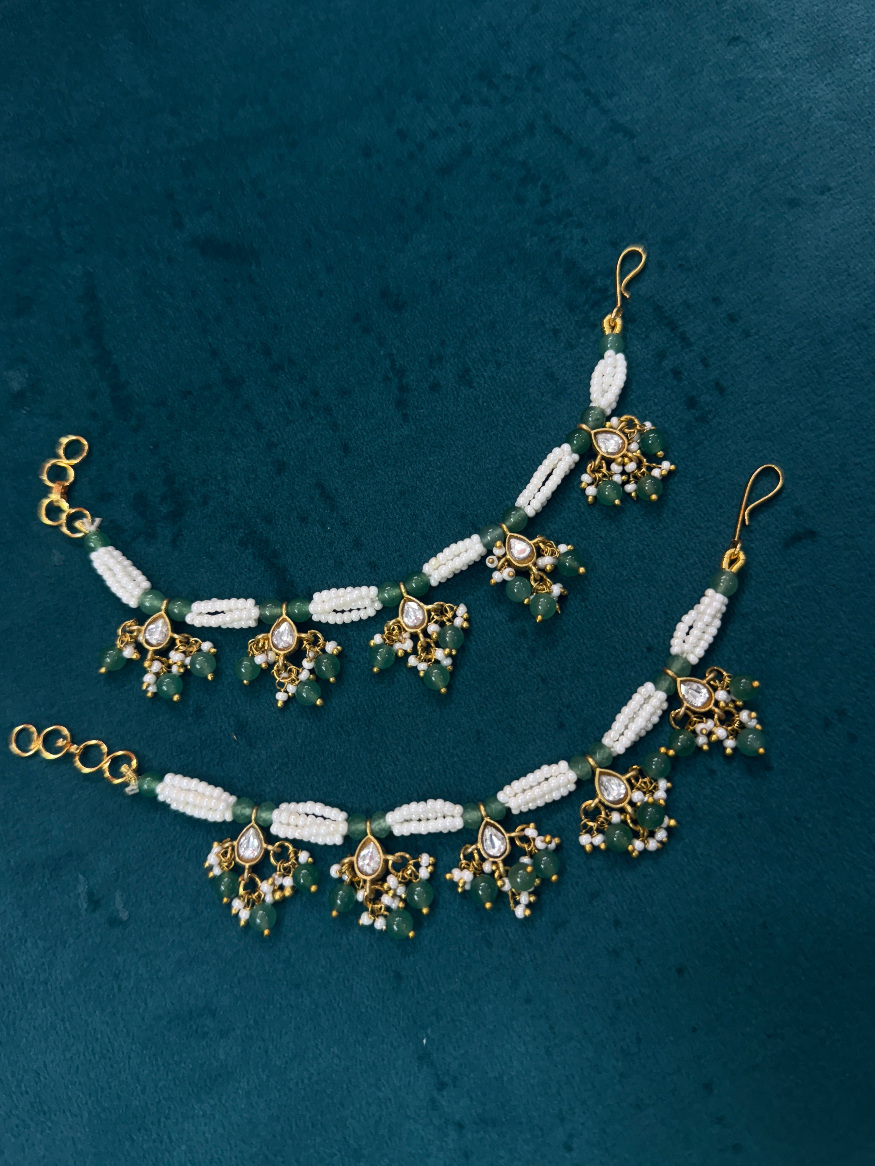 Ch214 pearl Kundan chempaswaralu