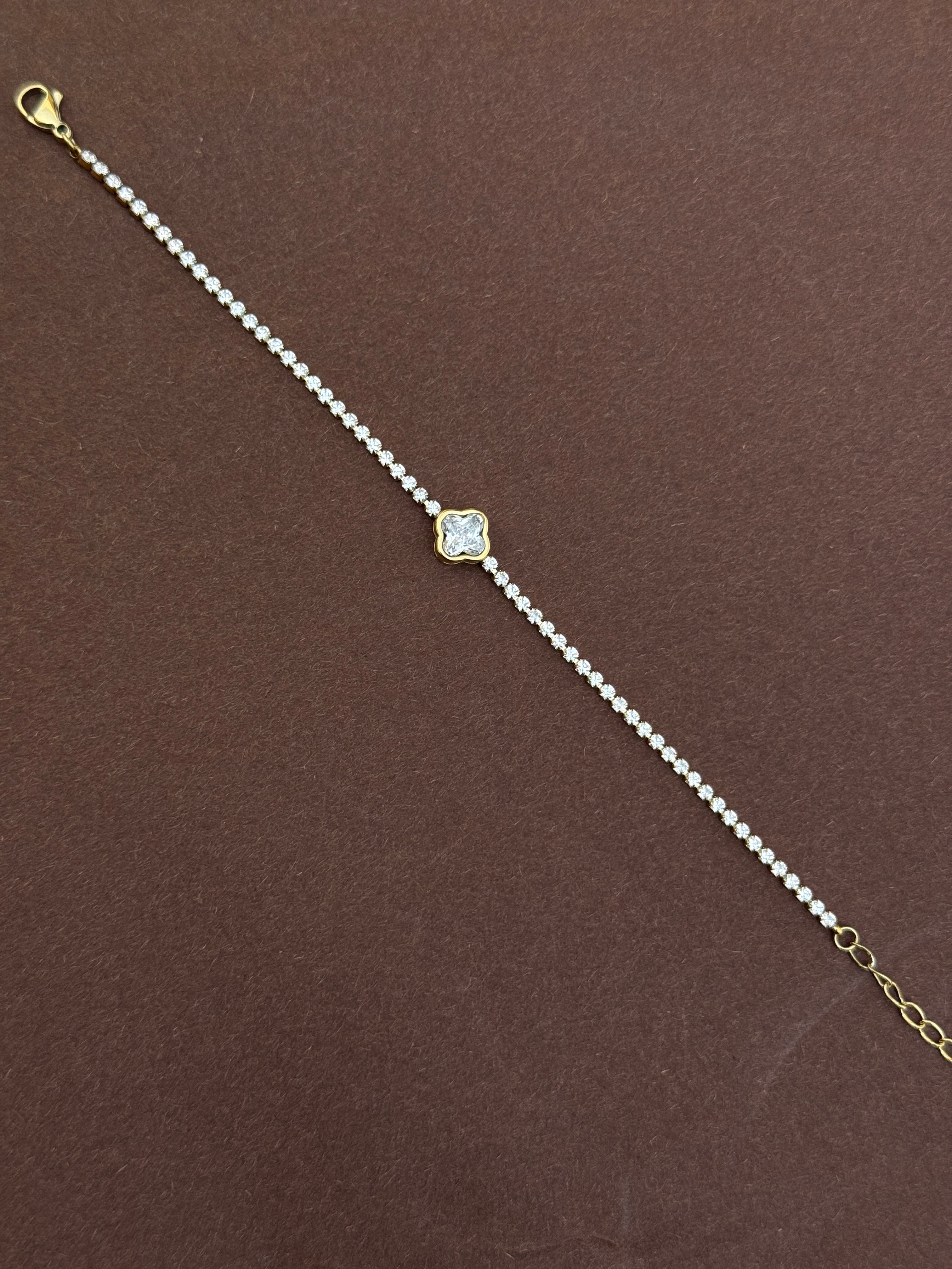 Ab545 anti tarnish stone 8 inches chain bracelet
