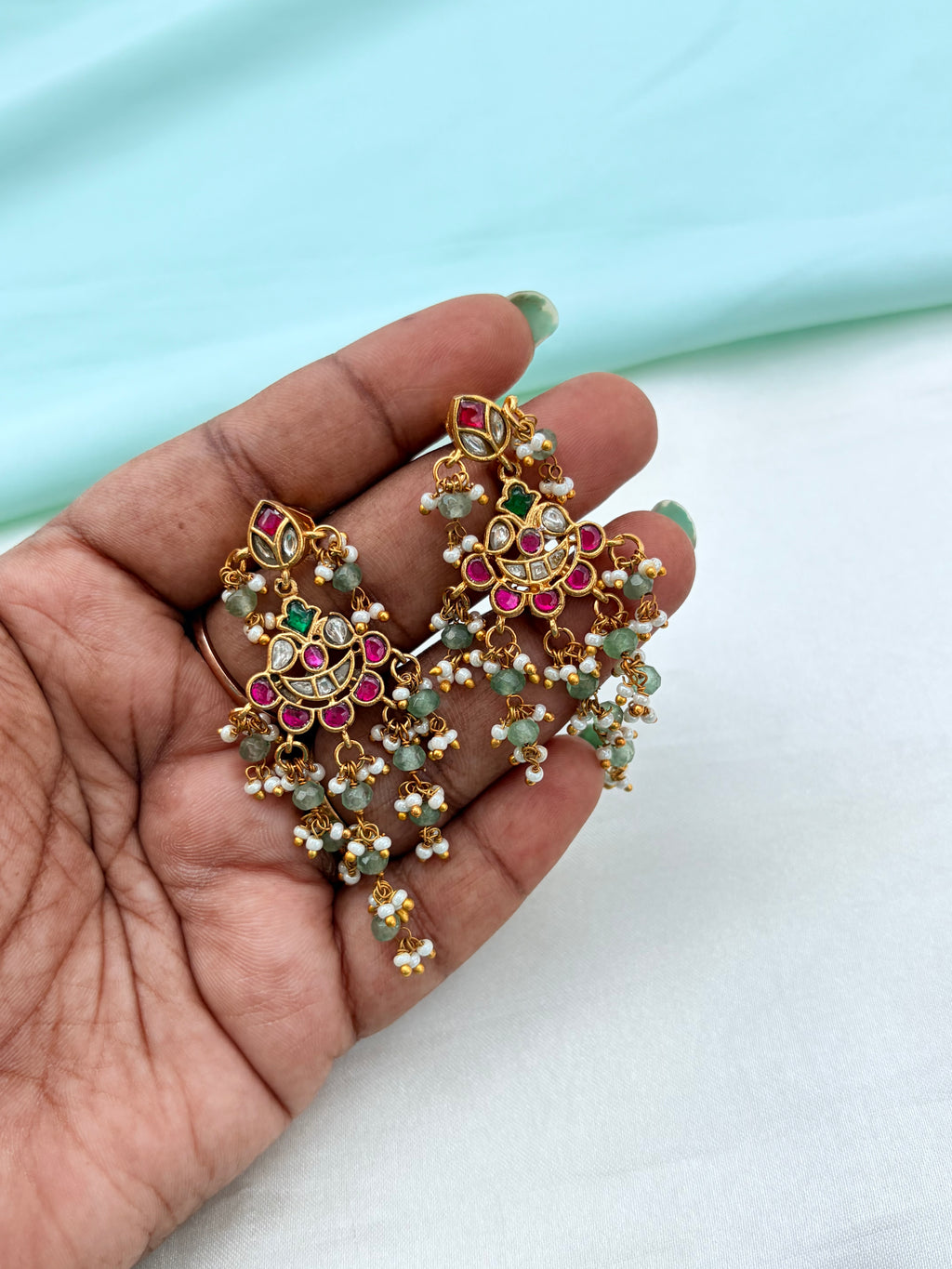 Jadau Kundan Chandbali earrings Er947