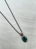 Single line blackbeads with green pendant bb1718