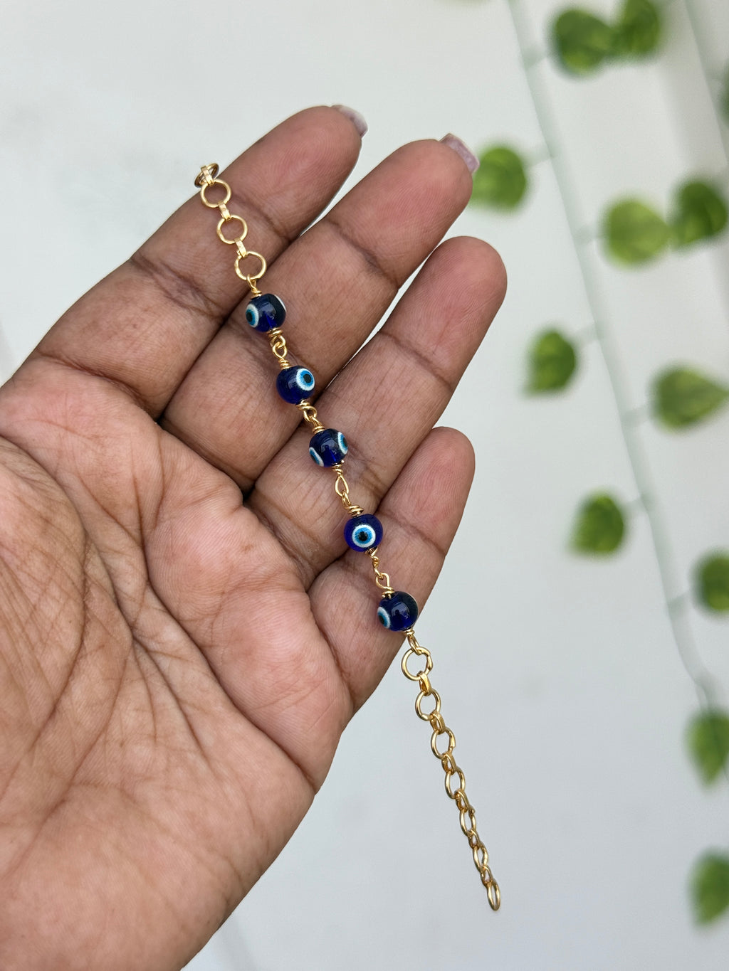 Ph147 panchaloham polished evileye 7.5inches adjustable chains bracelet