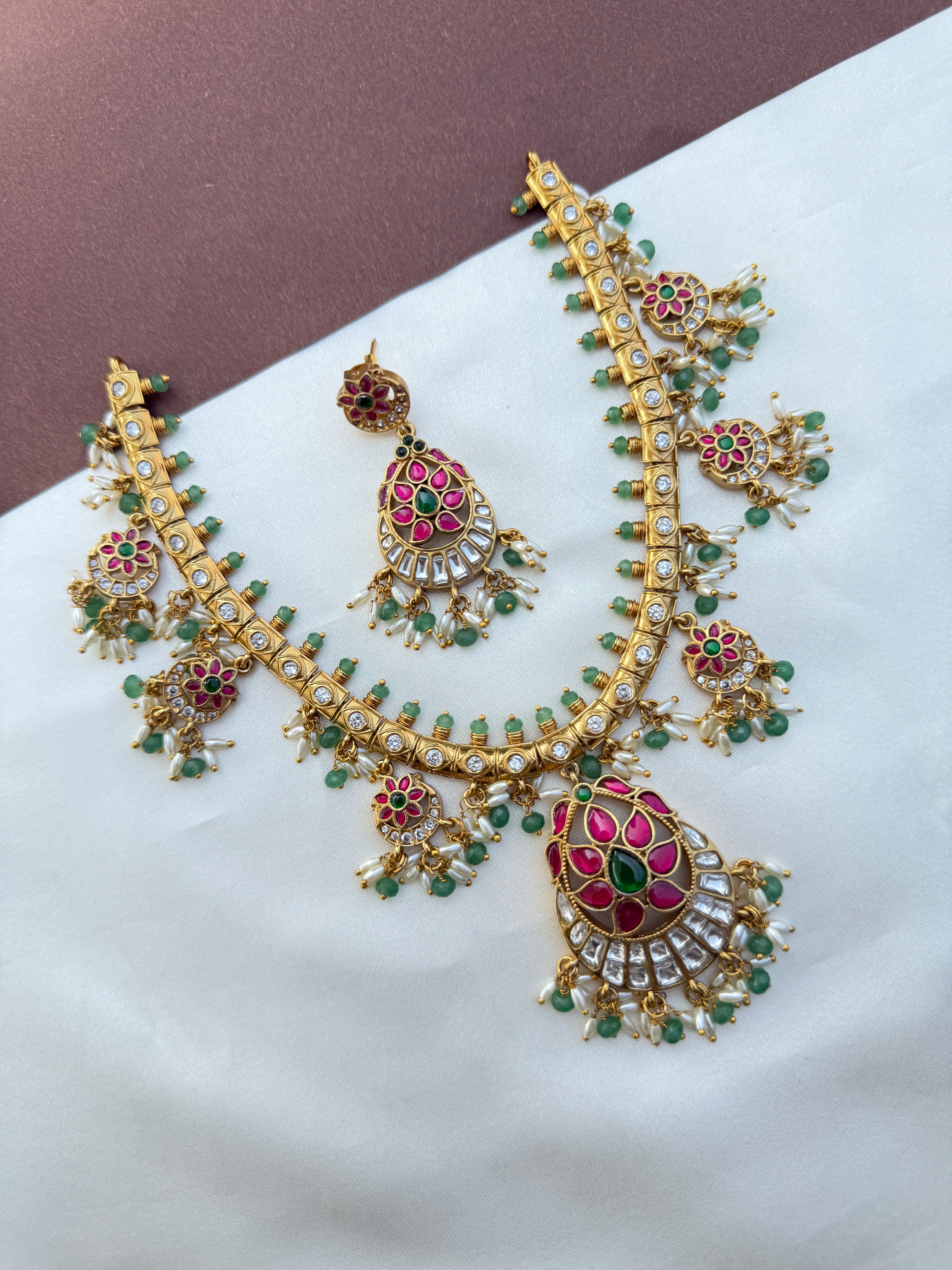 Ns595 jadau Kundan guttapusalu neckset
