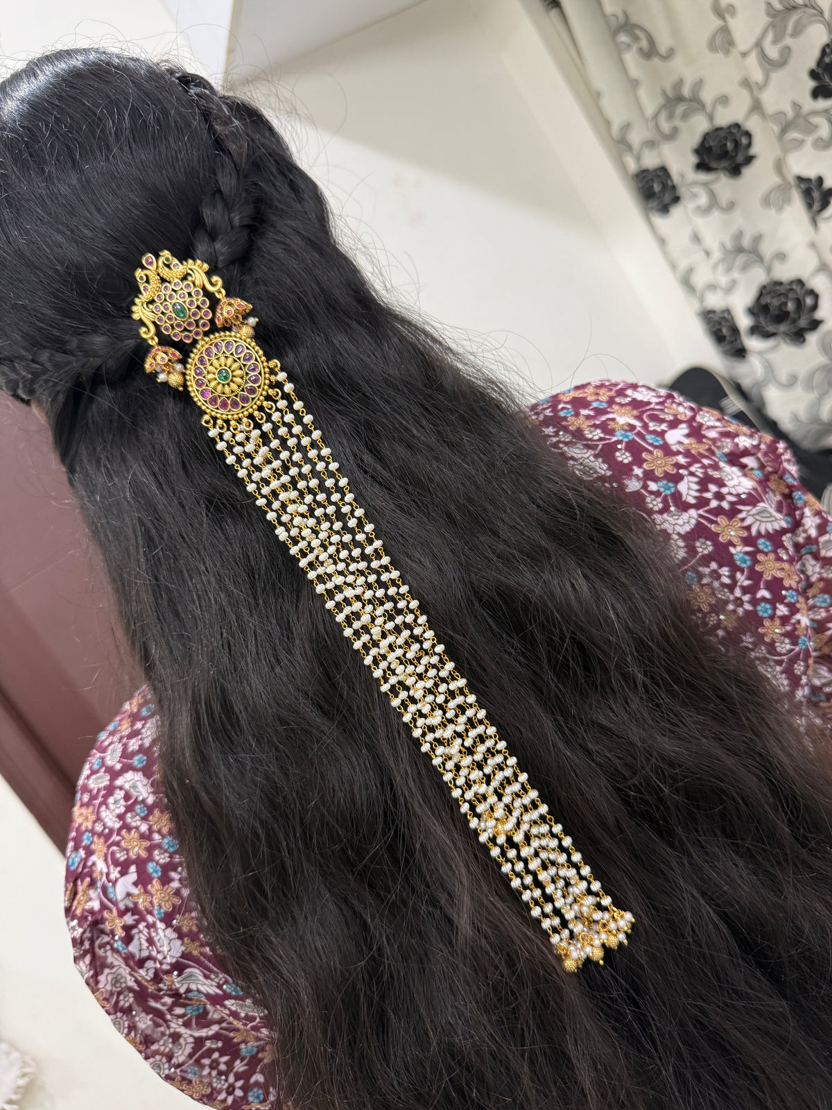Peacock kemp stones with buttas gold balls jada Billa jd014