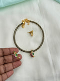 Hs020 hasli with jadau kundan mango pendent with earrings