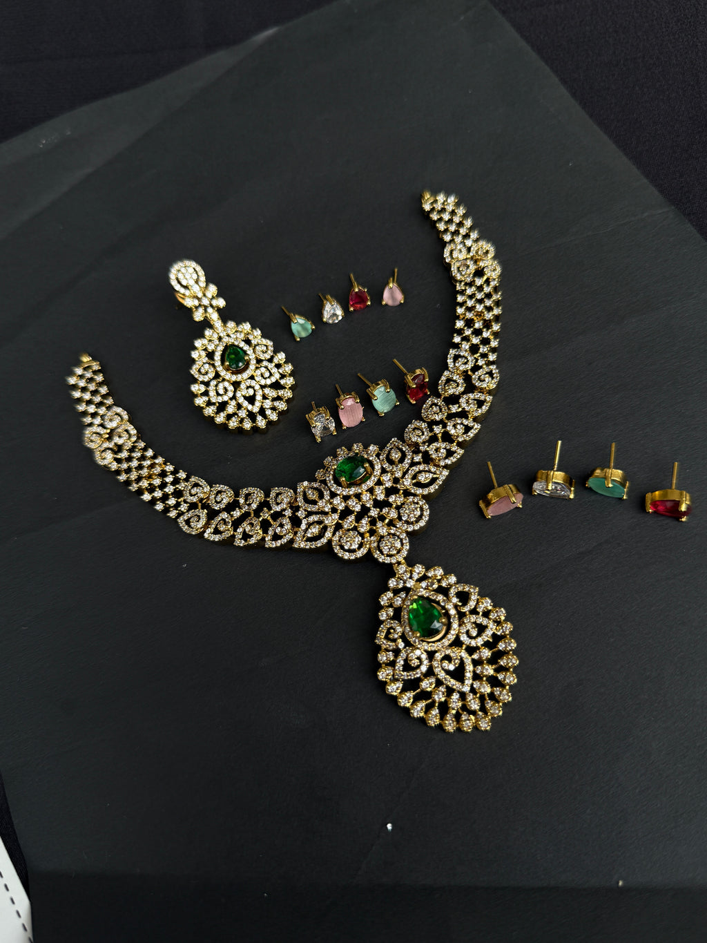NS387 Cz Changable neckset with earrings