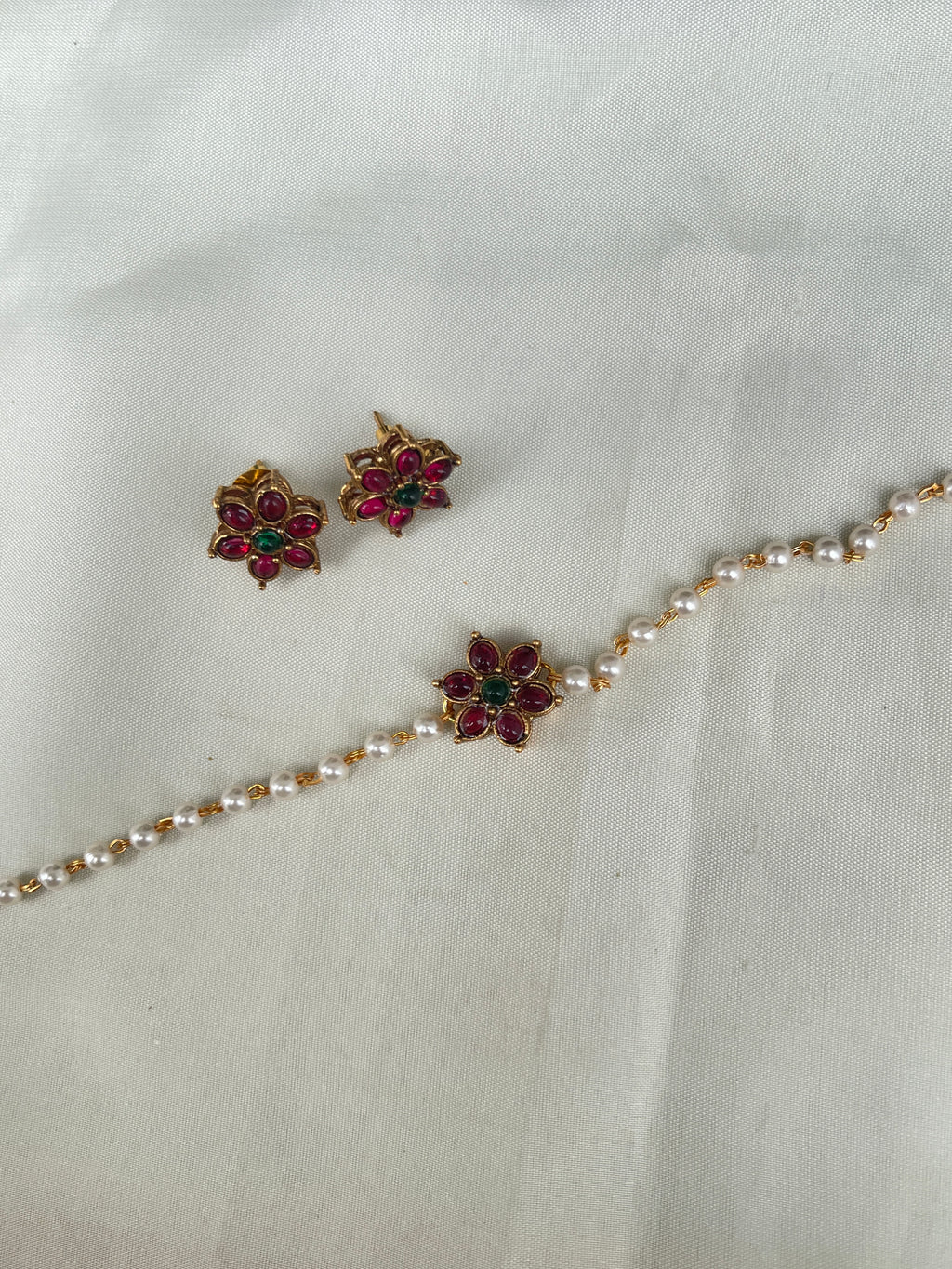 Pearl choker for kids and adults with earrings ch006