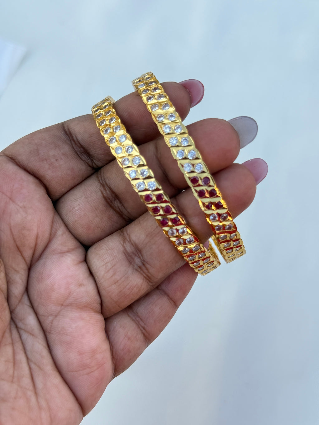 Ph200 panchaloham 2 lines stones bangles