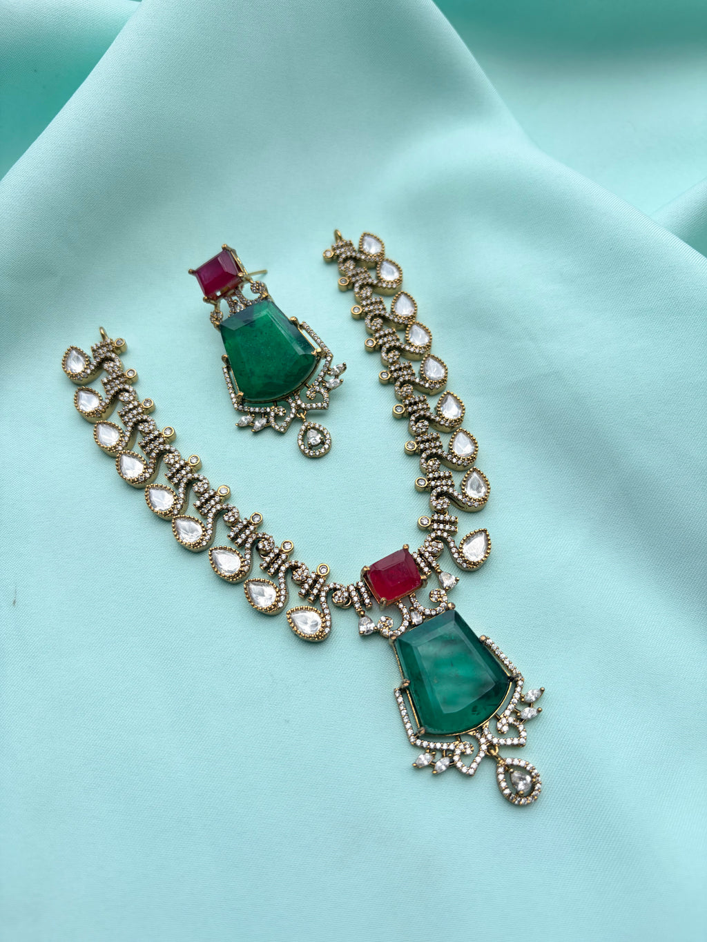 Moissanite doublet short neckset with earrings Ns242