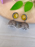 Ox205 Lightweight oxidised butta earrings in orange and yellow
