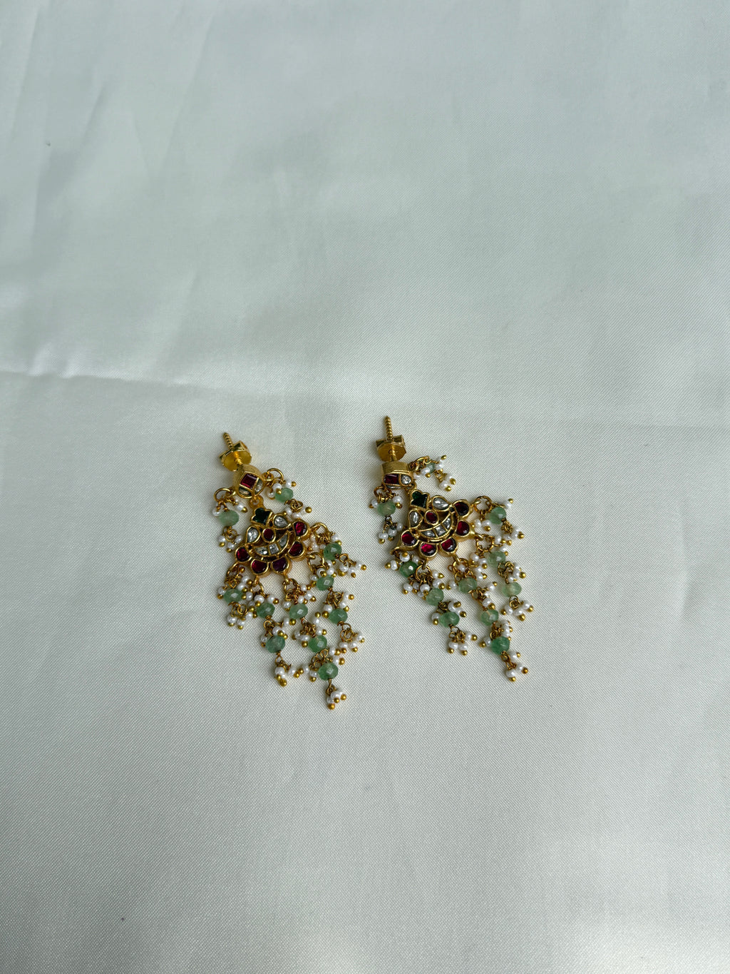 Er148 jadau kundan small chandbali earrings