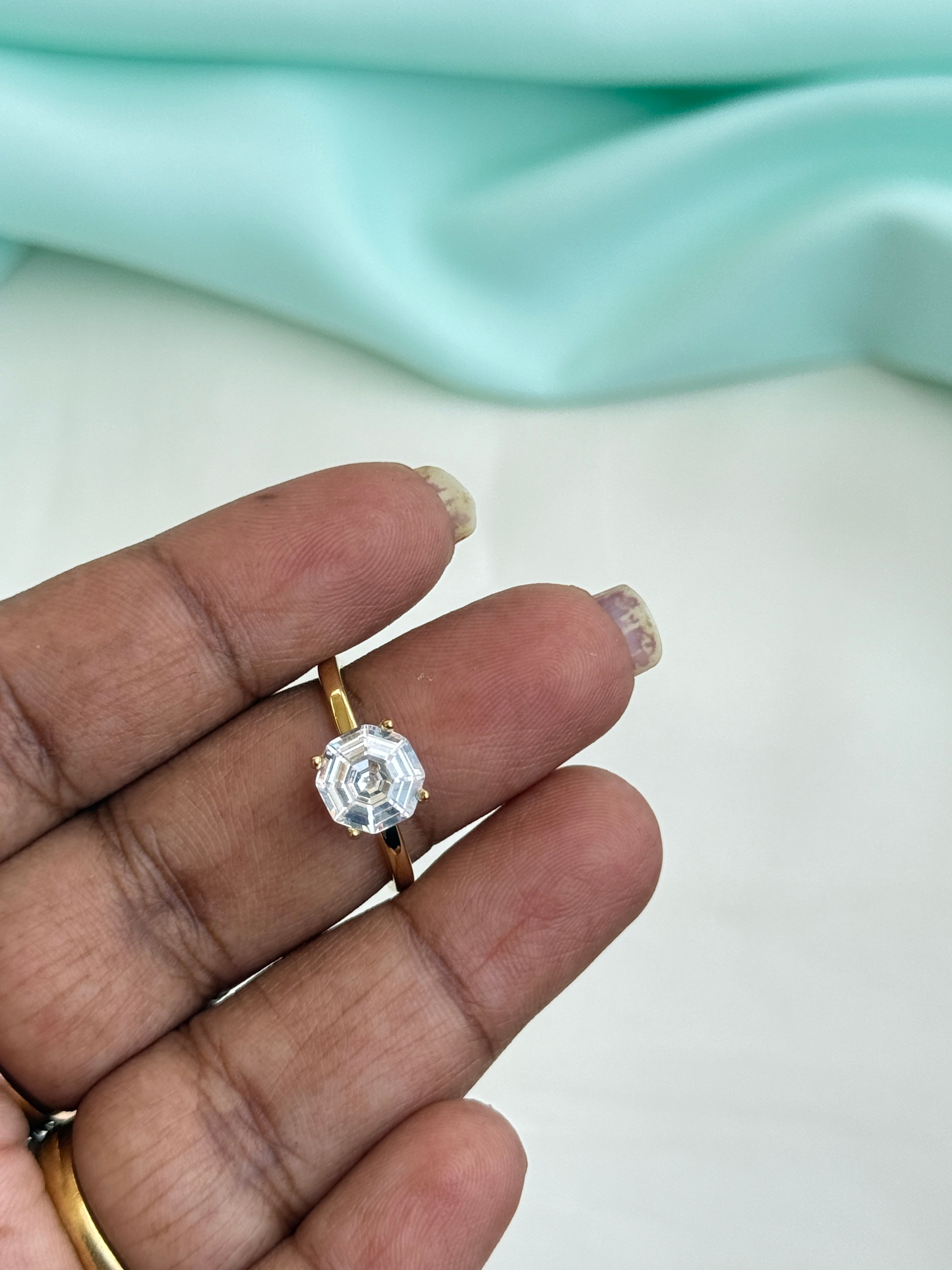 Rg092 anti tarnish single stone adjustable finger rings