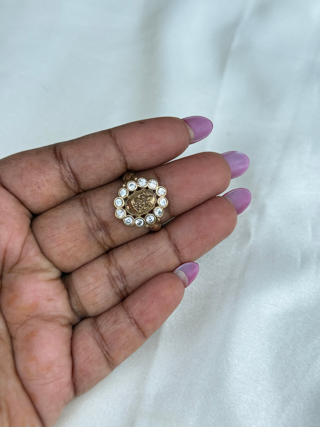 Rg073 panchaloham unpolished Lakshmi Devi finger ring