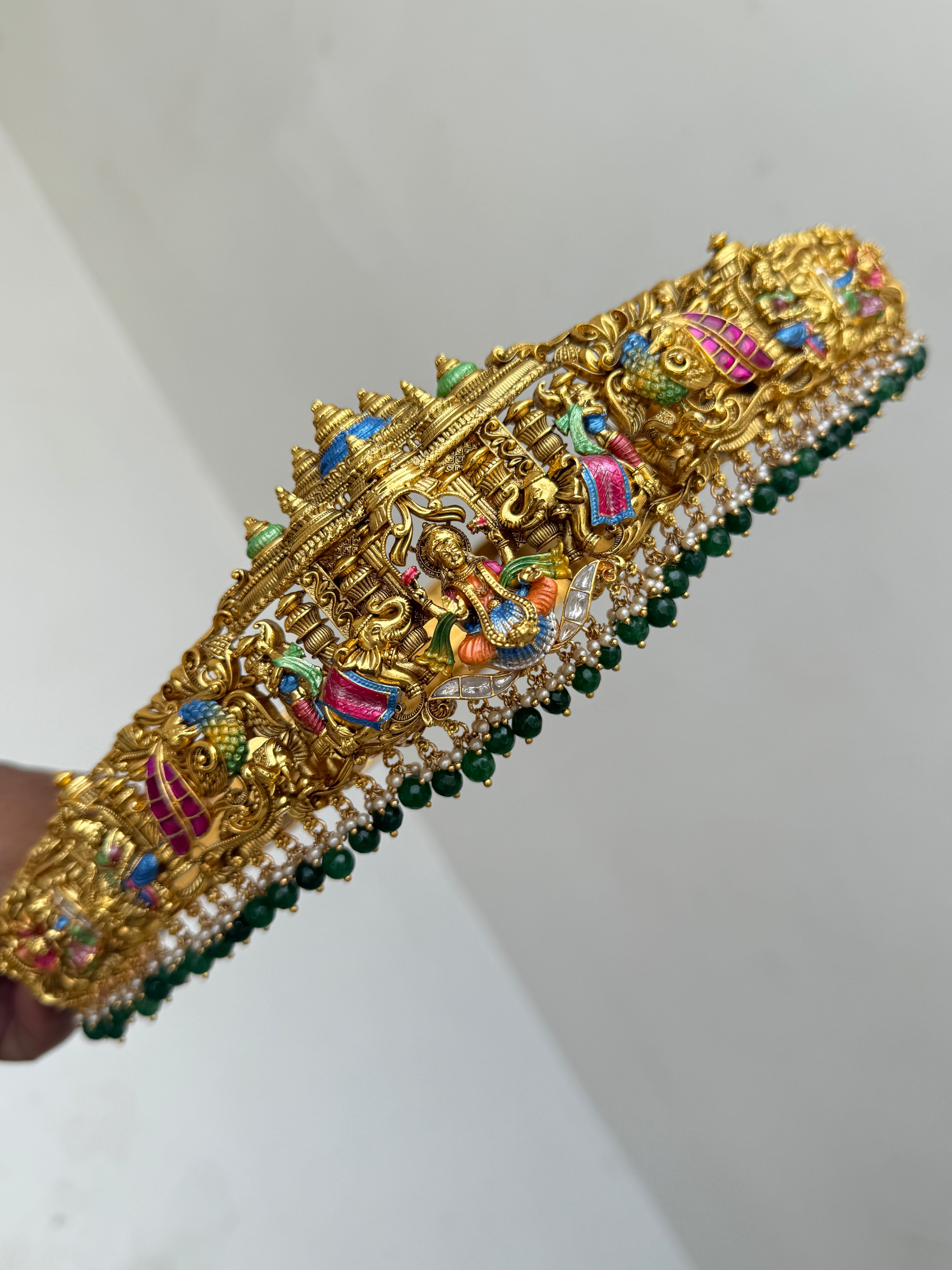 Hb615 meenakari jadau kundan nakshi lakshmidevi adults hipbelt