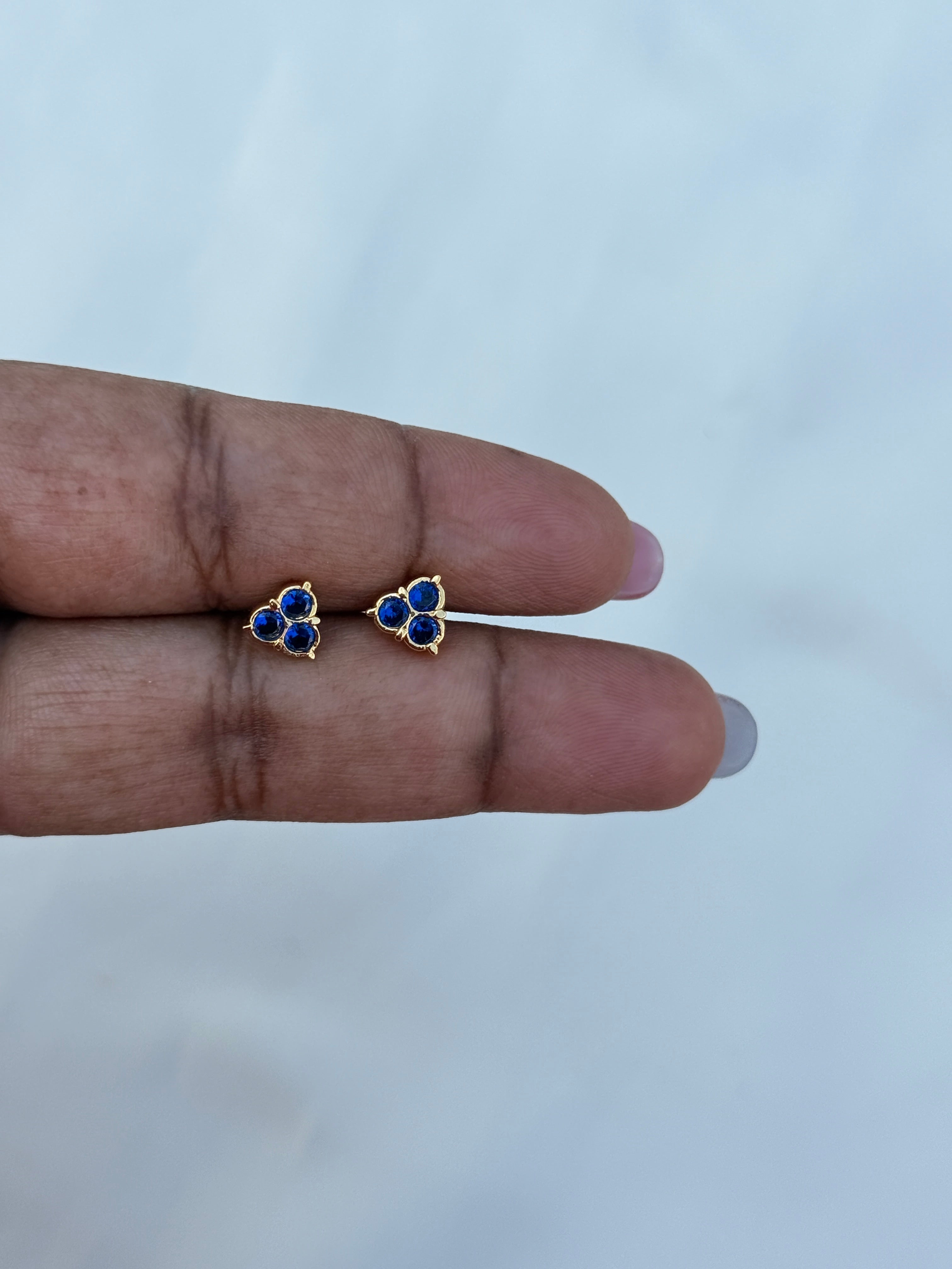 Ph175  panchaloham small 3 stone back screw  studs suits suit for kids