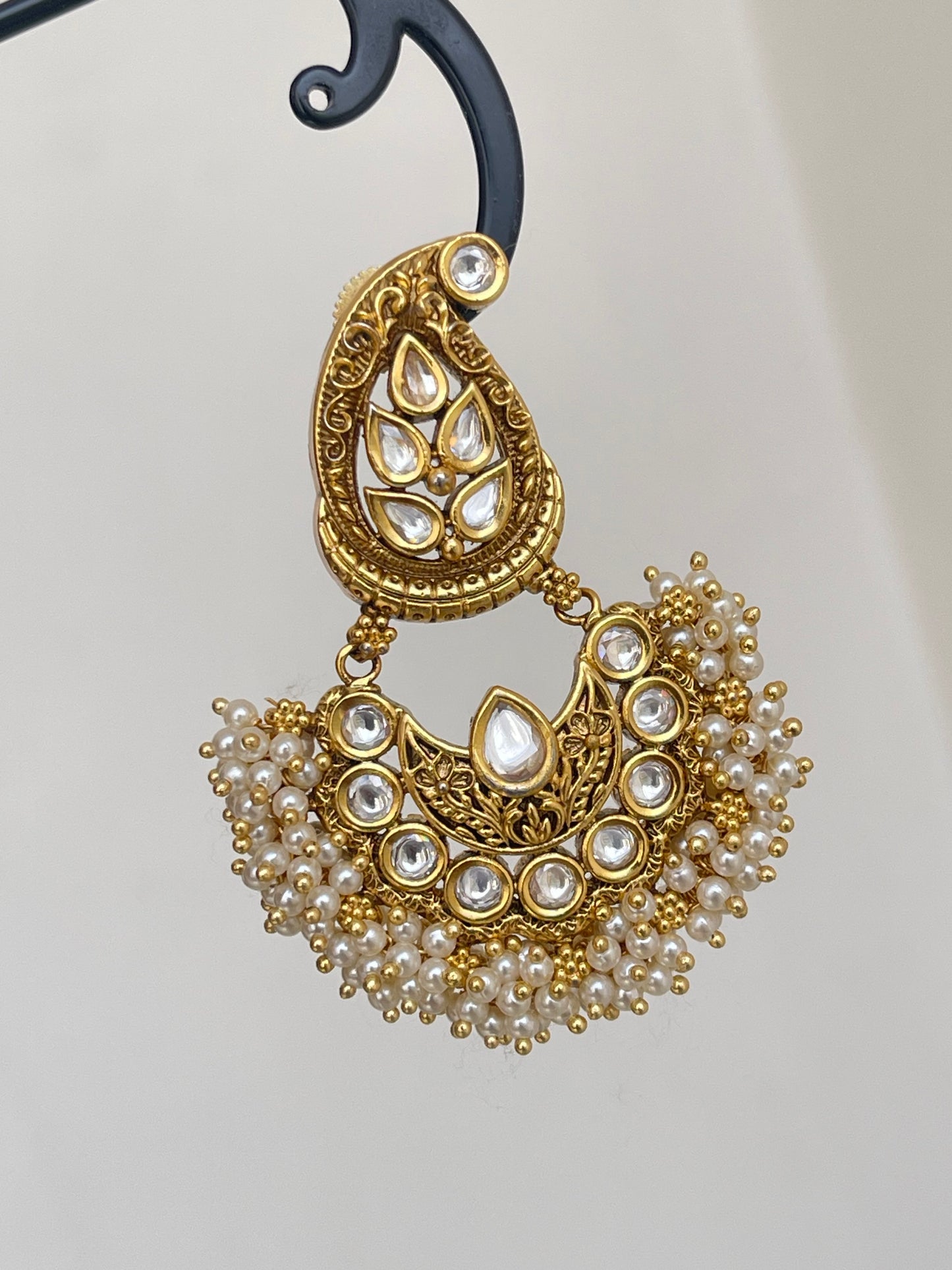 Premium mango Kundan chandbali earrings