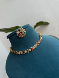 NS433 Multi navaratan chocker neckset with earrings