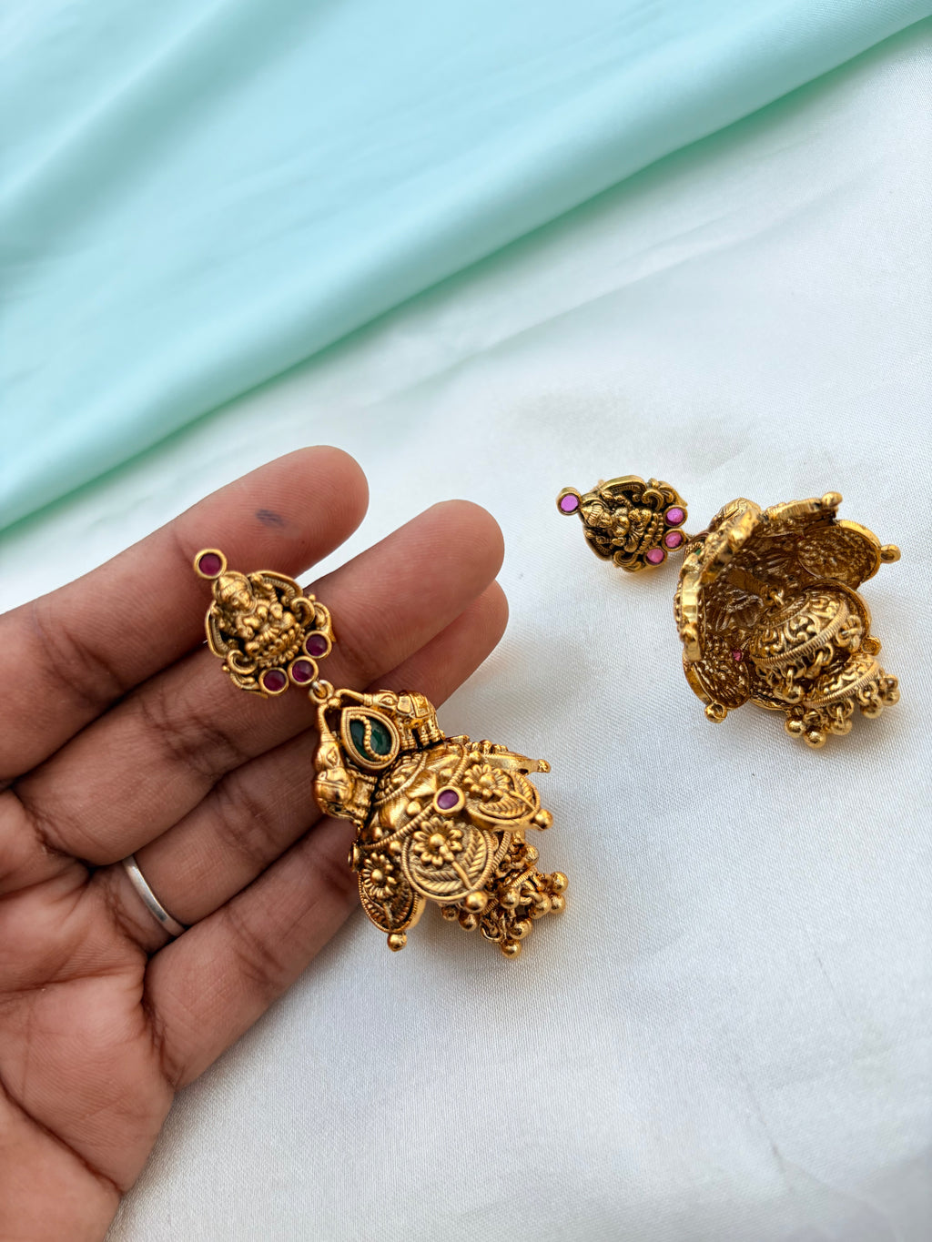 Matt gold Lakshmidevi butta earrings Er956