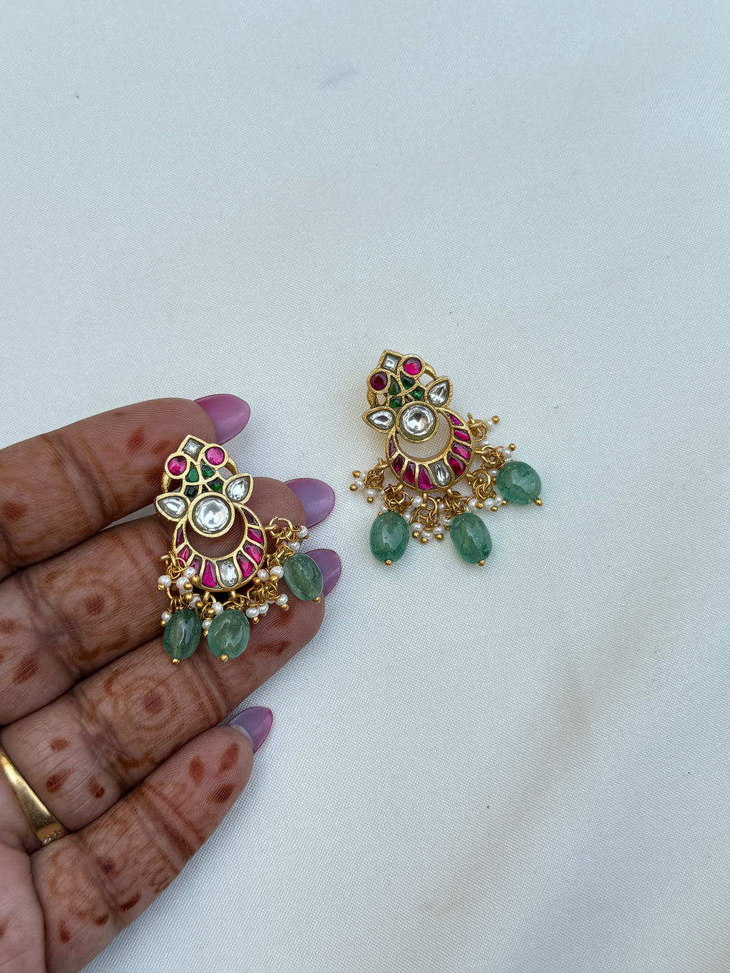 Er228 jadau kundan small chandbhali Earrings