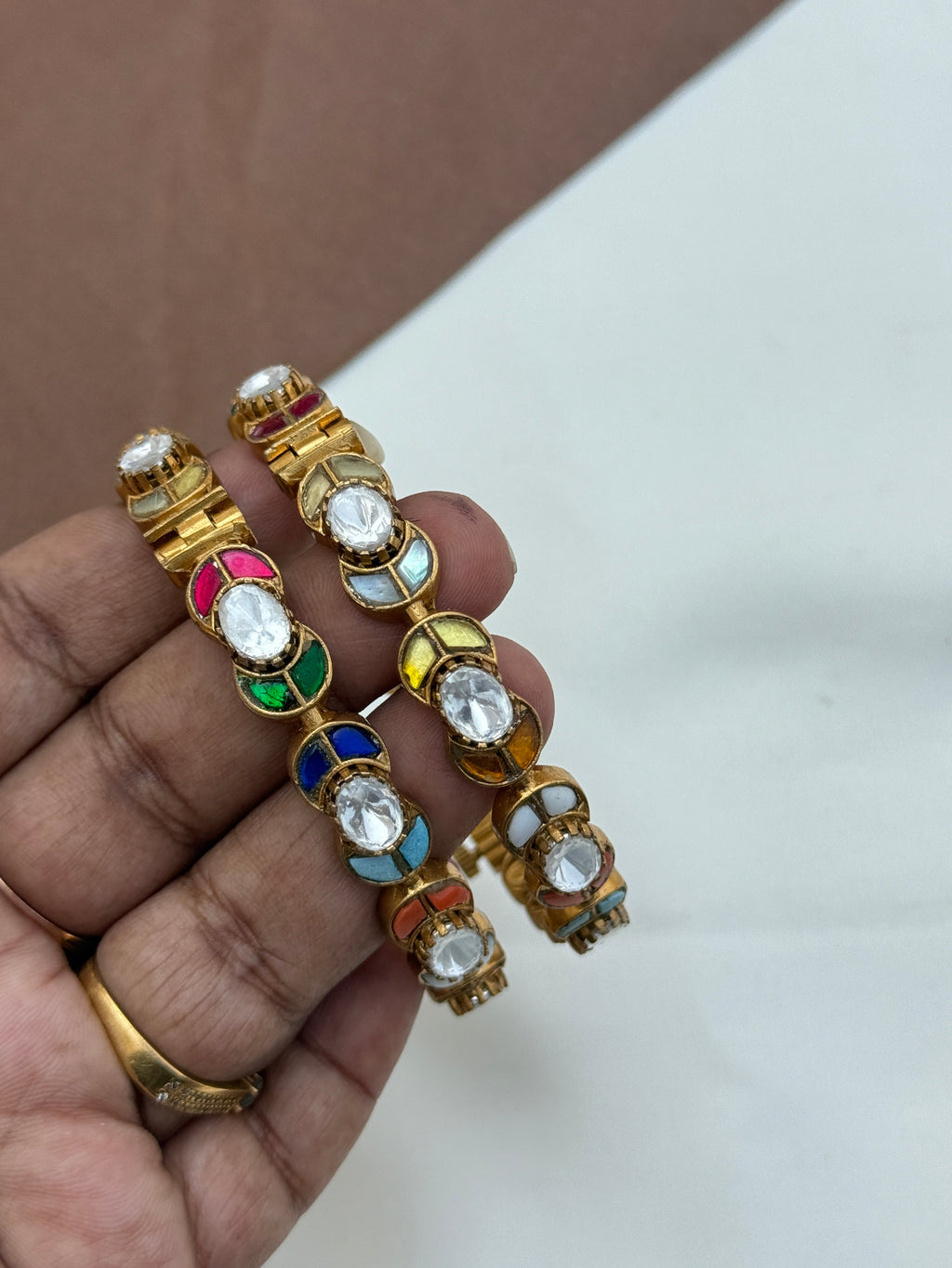Sb615 jadau kundan moissanite openable bangles