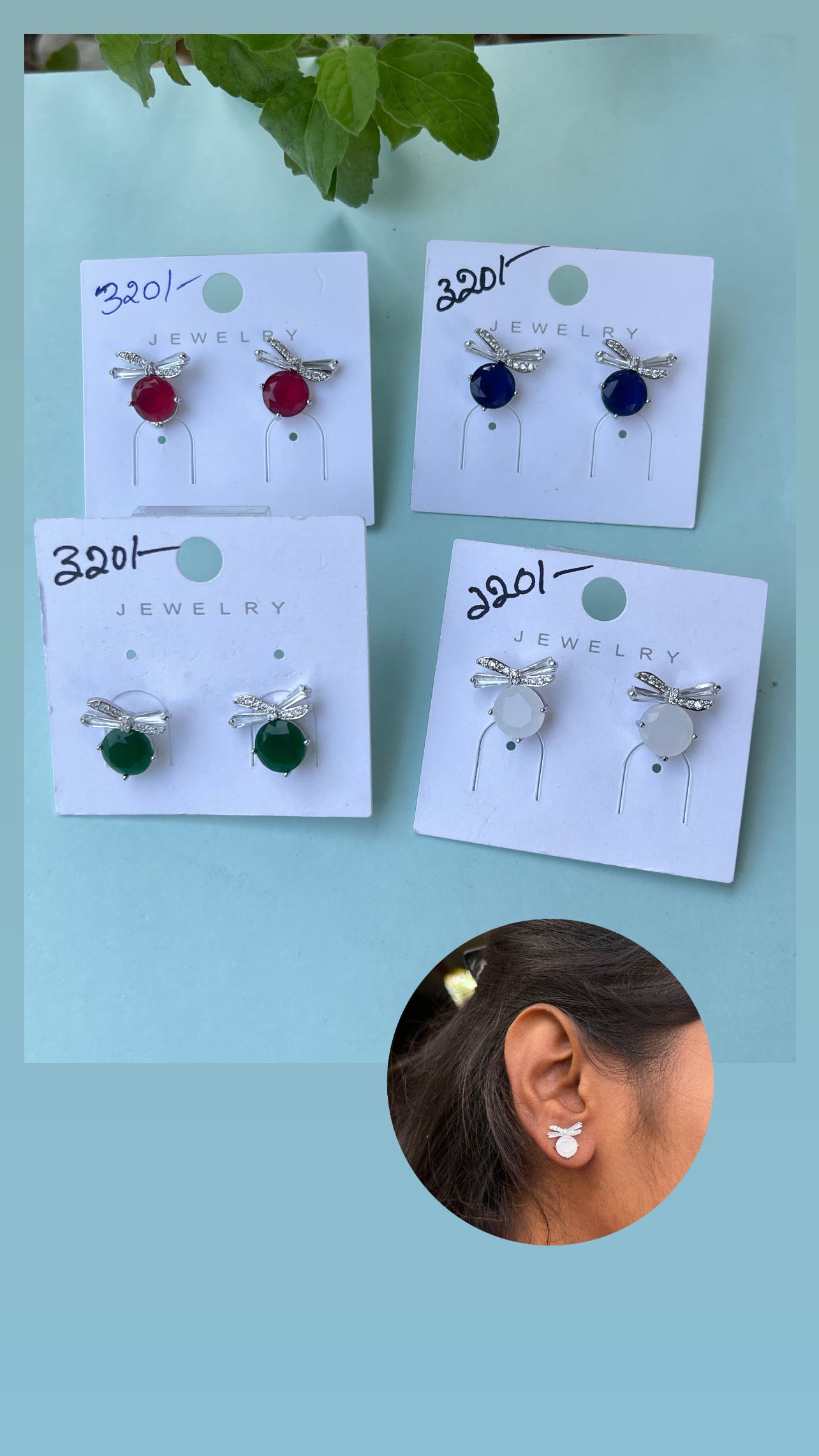 Bow studs in 4 colors