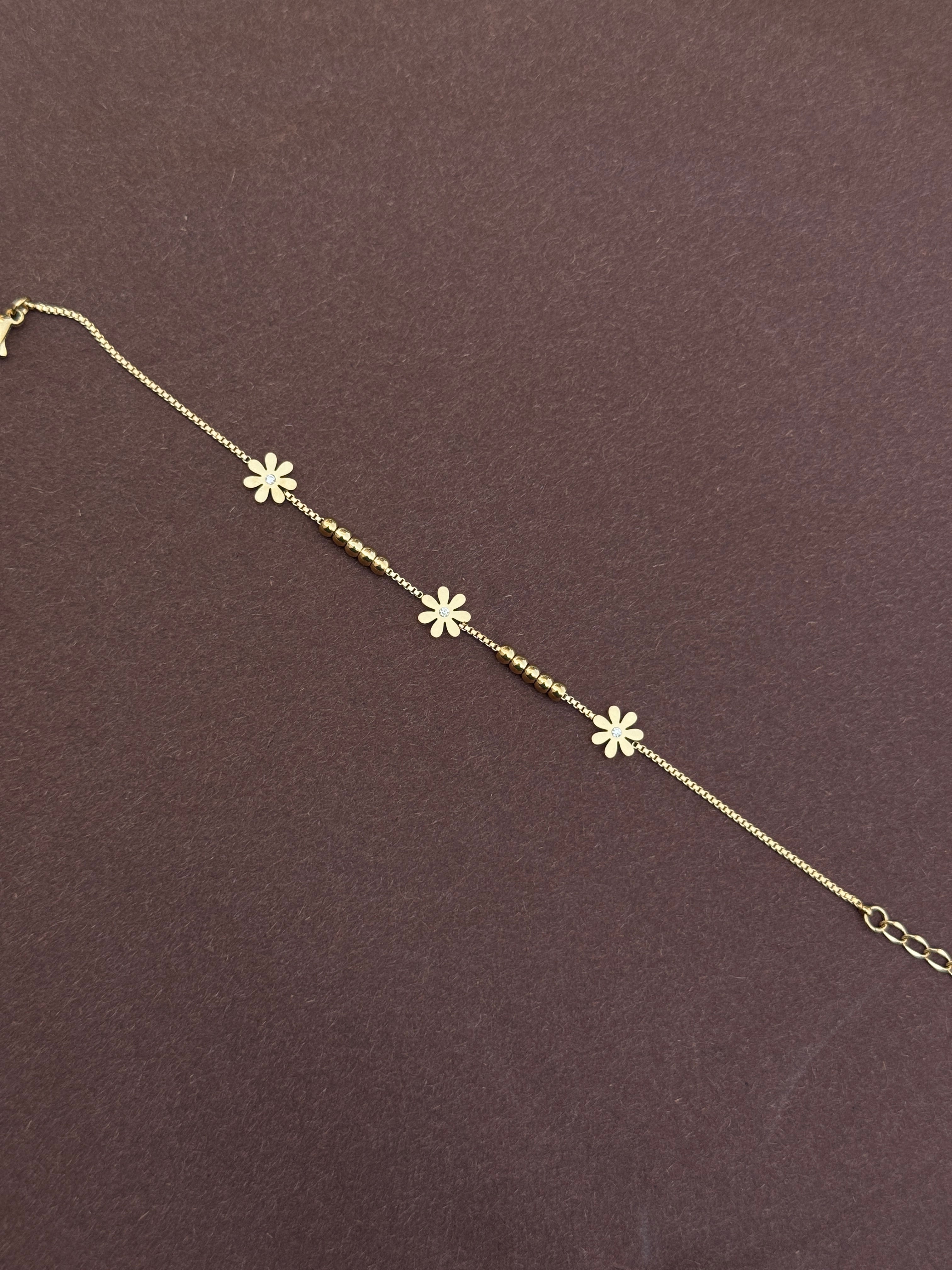 Ab548 anti tarnish flower 8 inches chain bracelet
