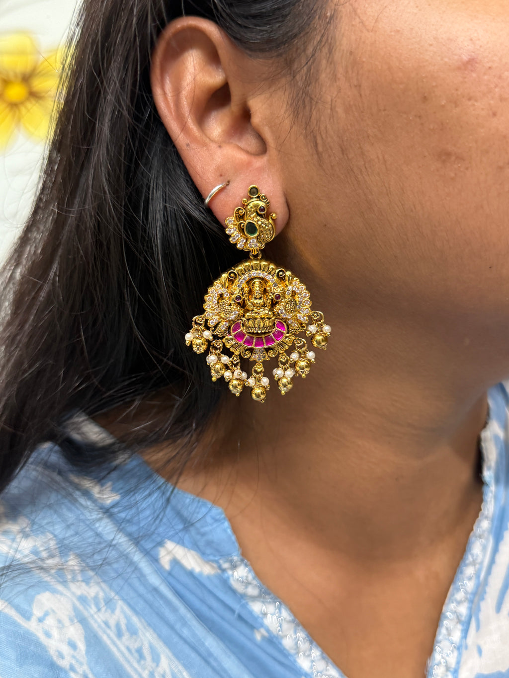 Er80 jadau kundan lakshmi devi Earrings