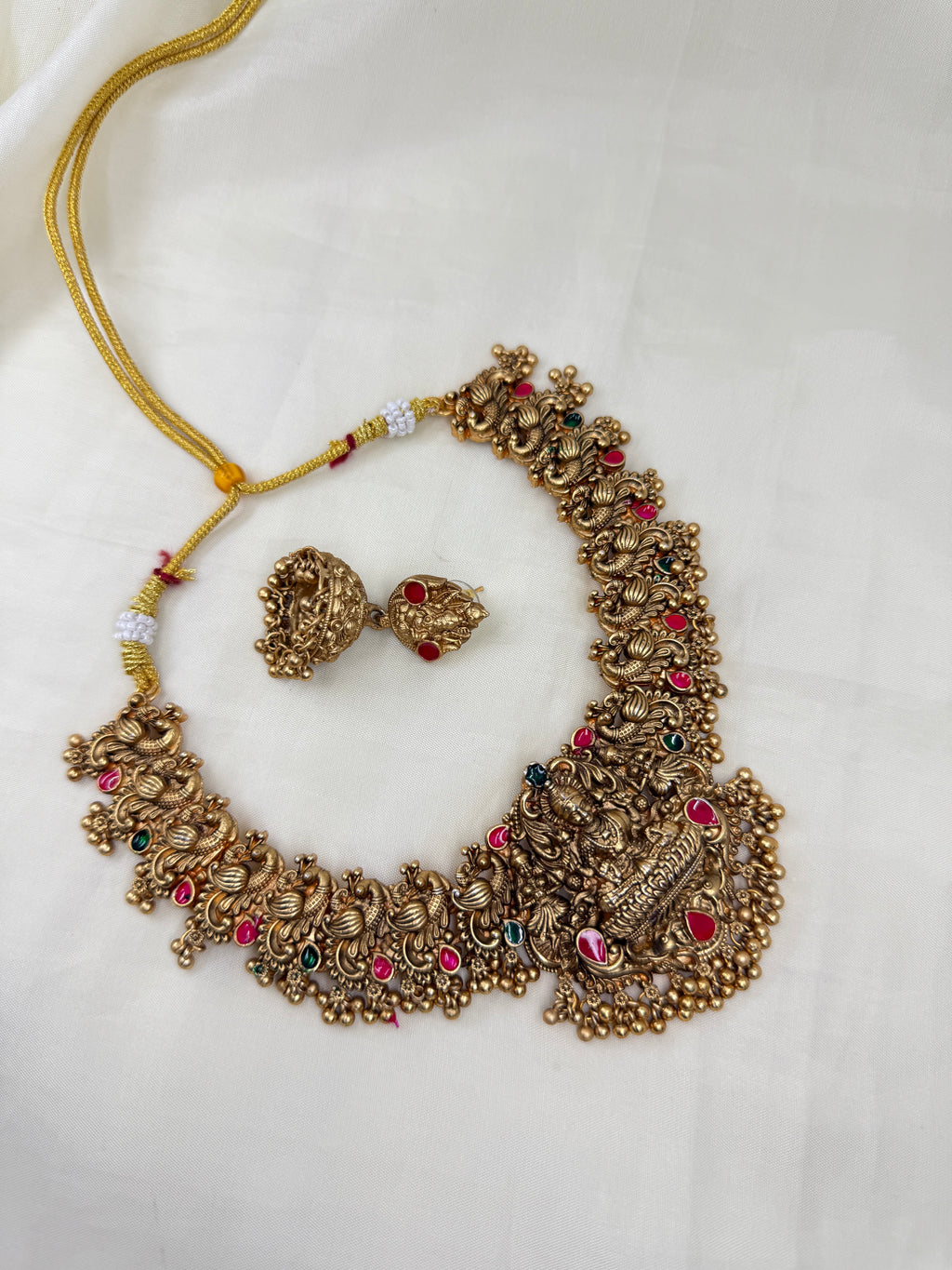 Ns287 multi Lakshmi Devi neckset with earrings