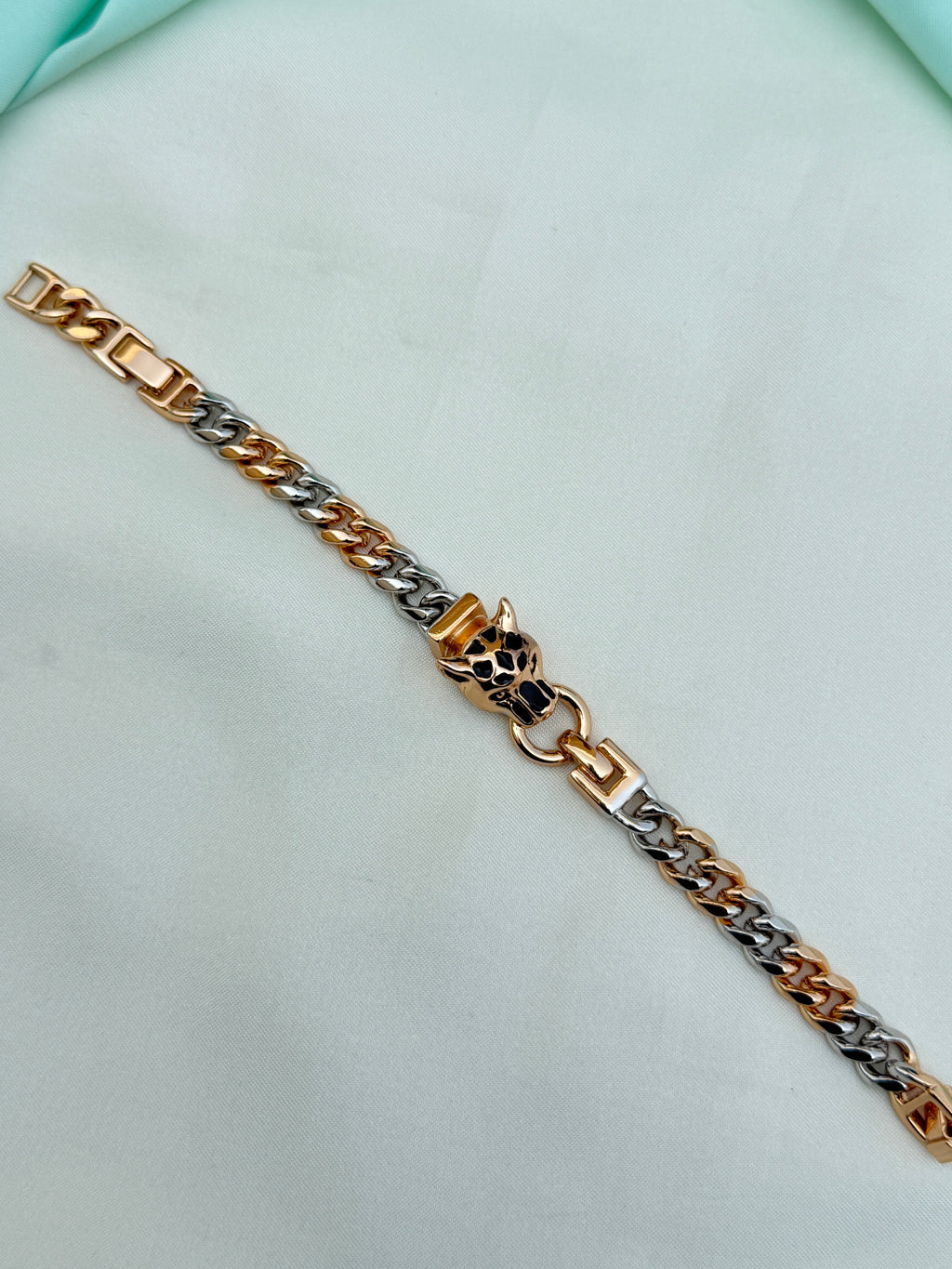 Mn042 anti tarnish silver and rose gold mens chain bracelet (2.6) to (2.8)