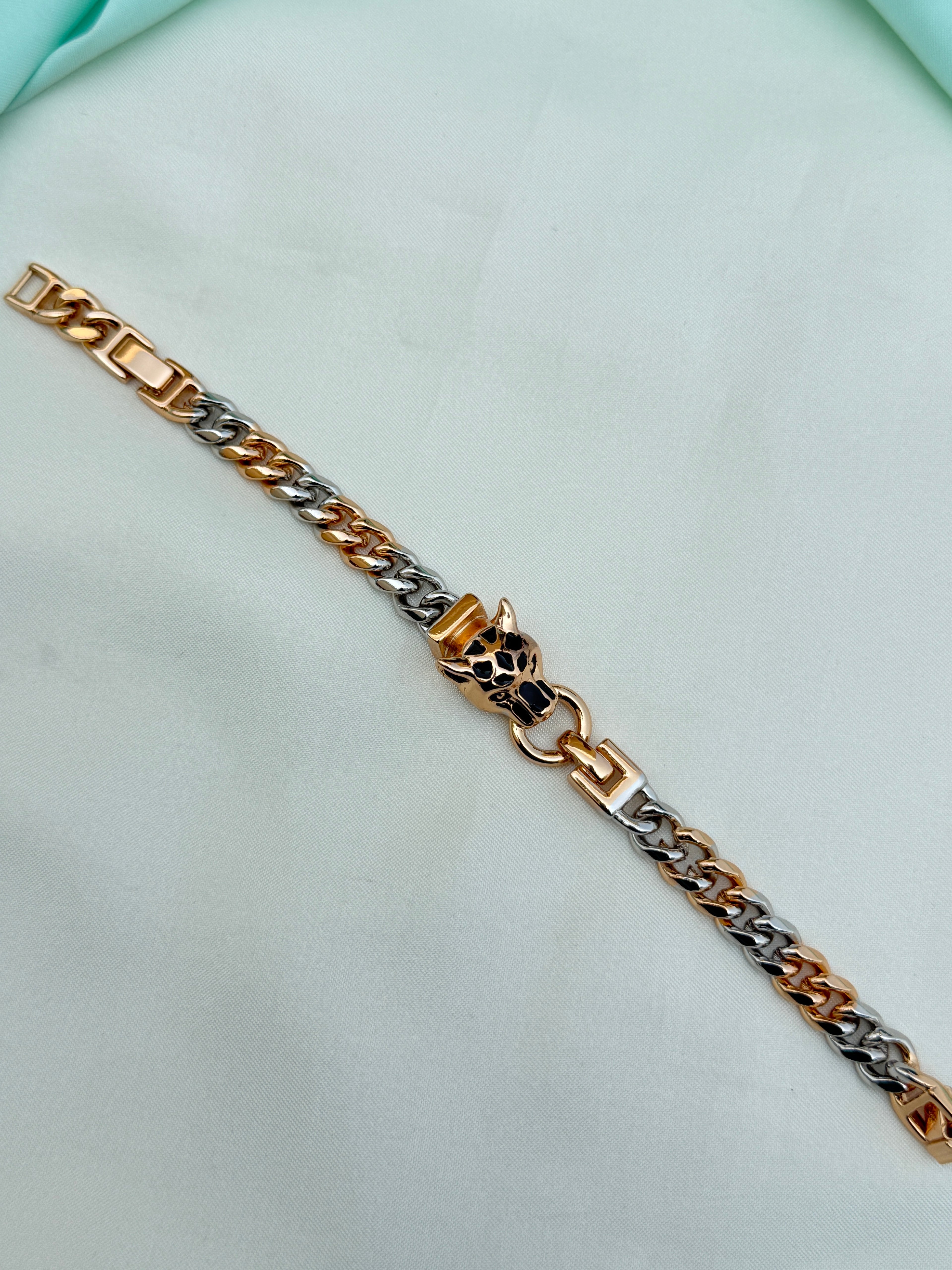 Mn042 anti tarnish silver and rose gold mens chain bracelet (2.6) to (2.8)