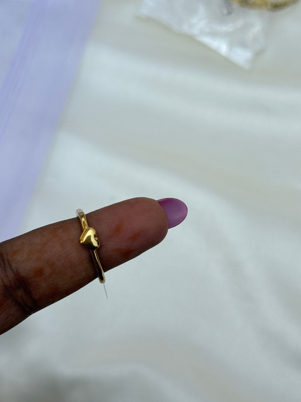 Rg052 anti tarnish square shape heart finger ring