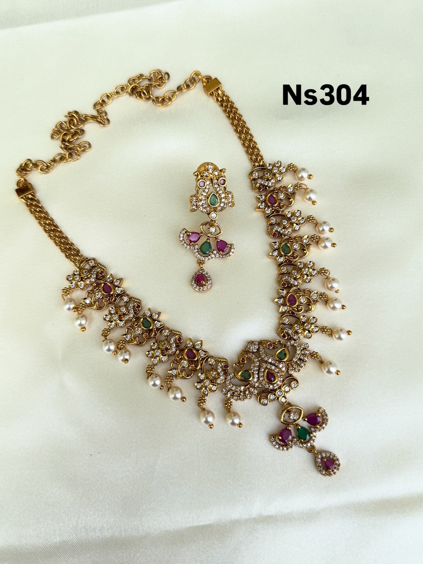 Ns304 multi cz peacock neckset suits for kids and adults